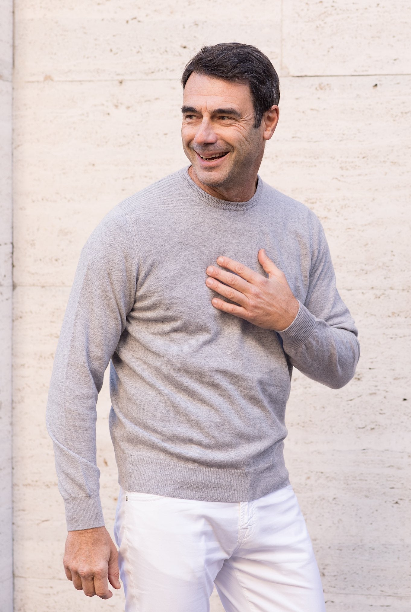 Girocollo Kid Cashmere Grigio Chiaro - Guarino Store