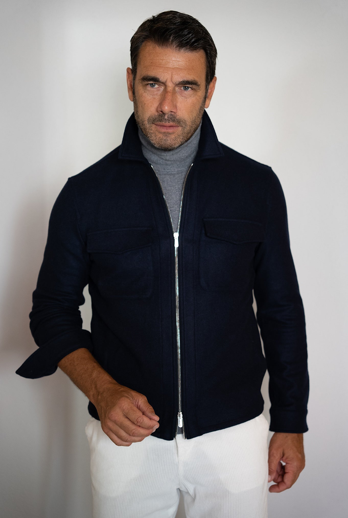 Giubbino Cashmere Elasticizzato Blu Scuro - Guarino Store