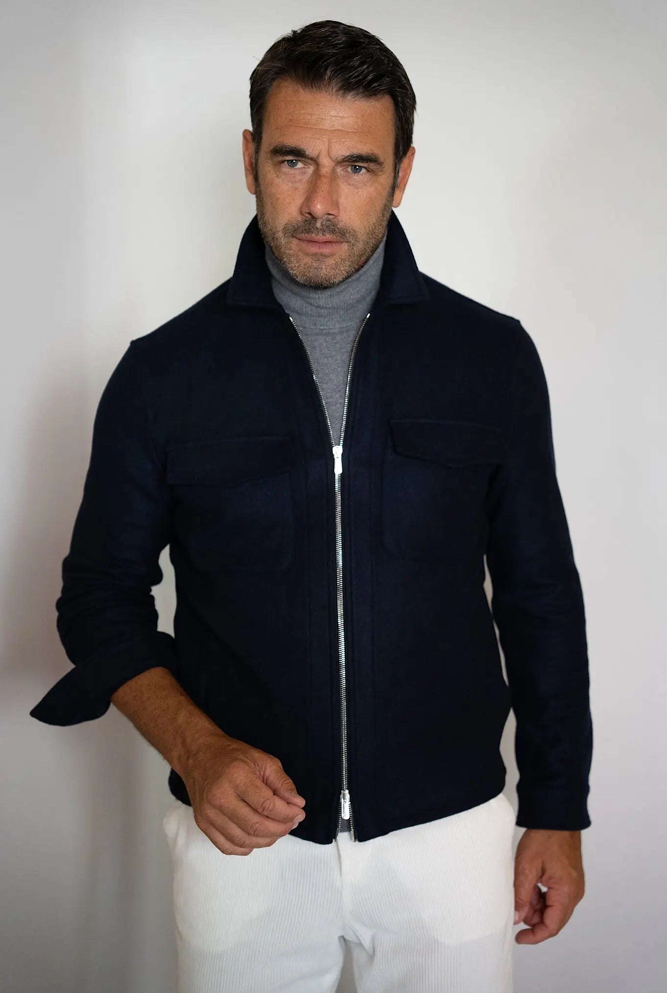 Giubbino Cashmere Elasticizzato Blu Scuro - Guarino Store