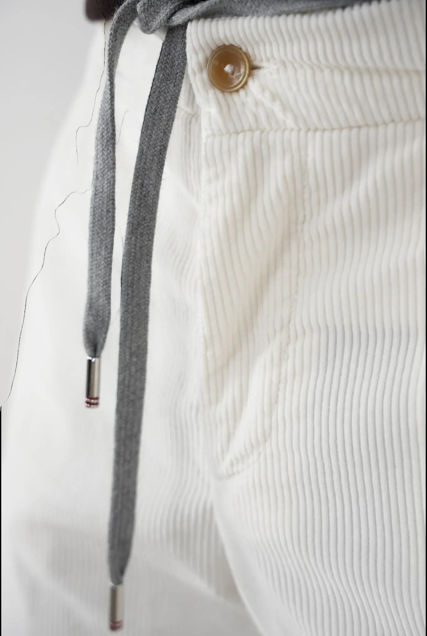 Pantaloni di Velluto con Coulisse Bianco - Guarino Store