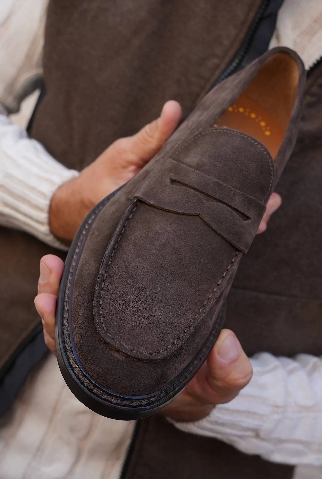 Mocassini in Suede Testa di Moro - Guarino Store