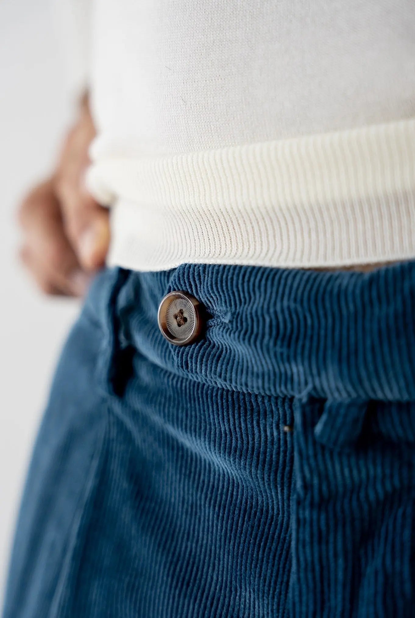 Pantaloni Velluto Lavato Bluette - Guarino Store