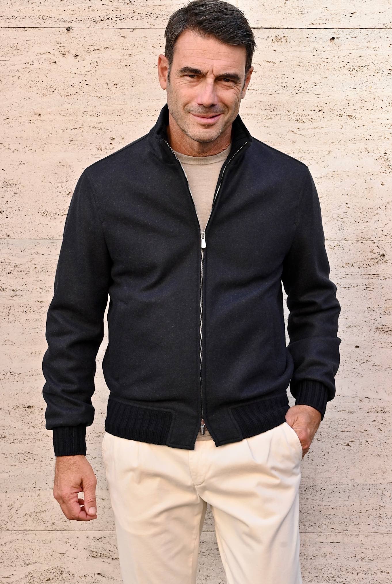 Giubbino in Jersey Cashmere Blu - Guarino Store