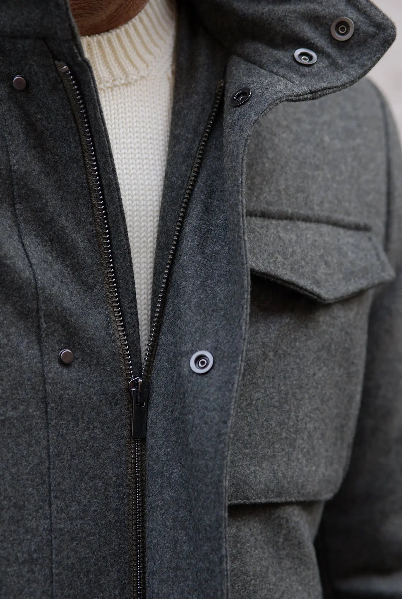Field Jacket Tessuto Vitale Barberis Canonico Verde - Guarino Store
