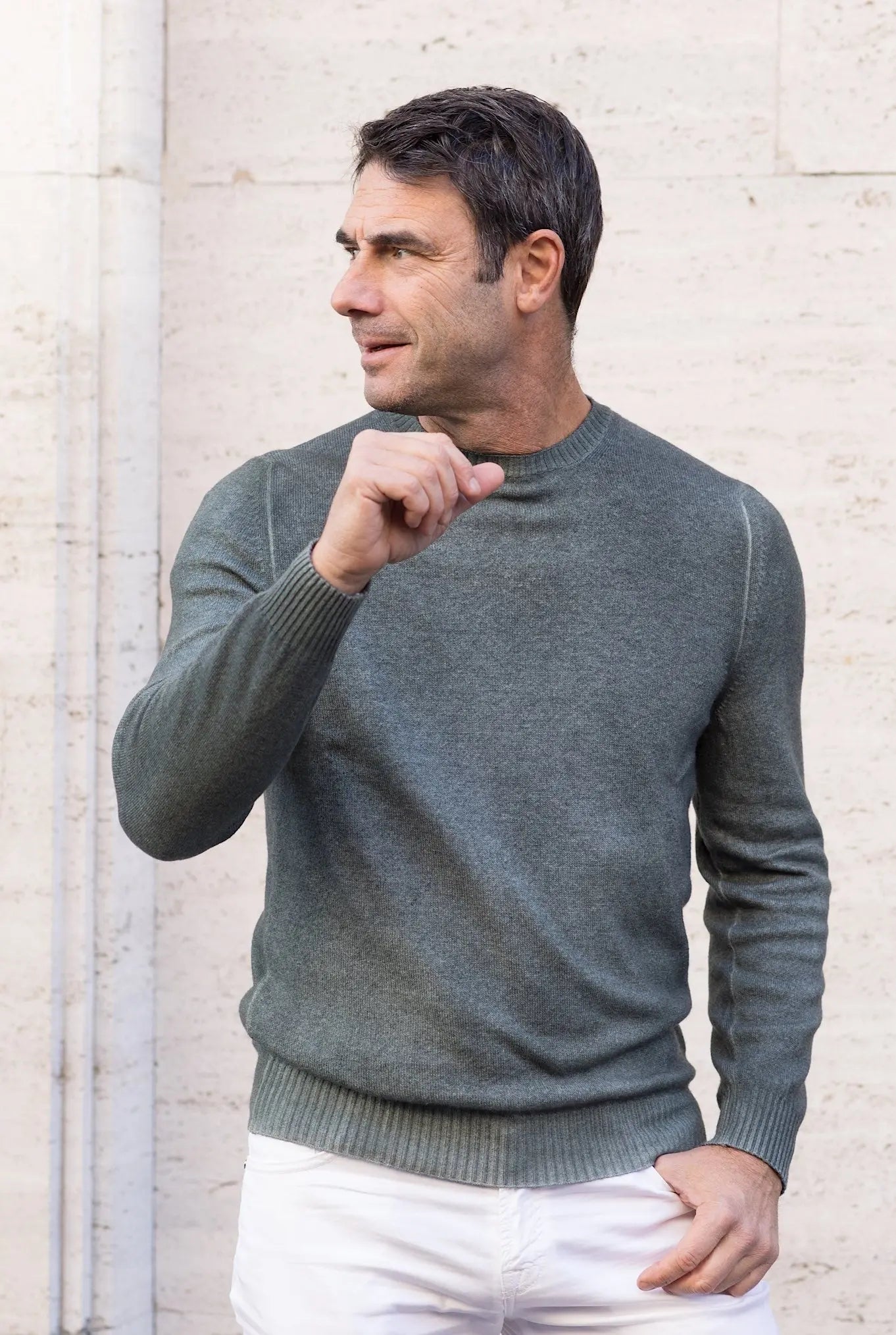 Girocollo Cashmere "Spruzzato" Verde - Guarino Store