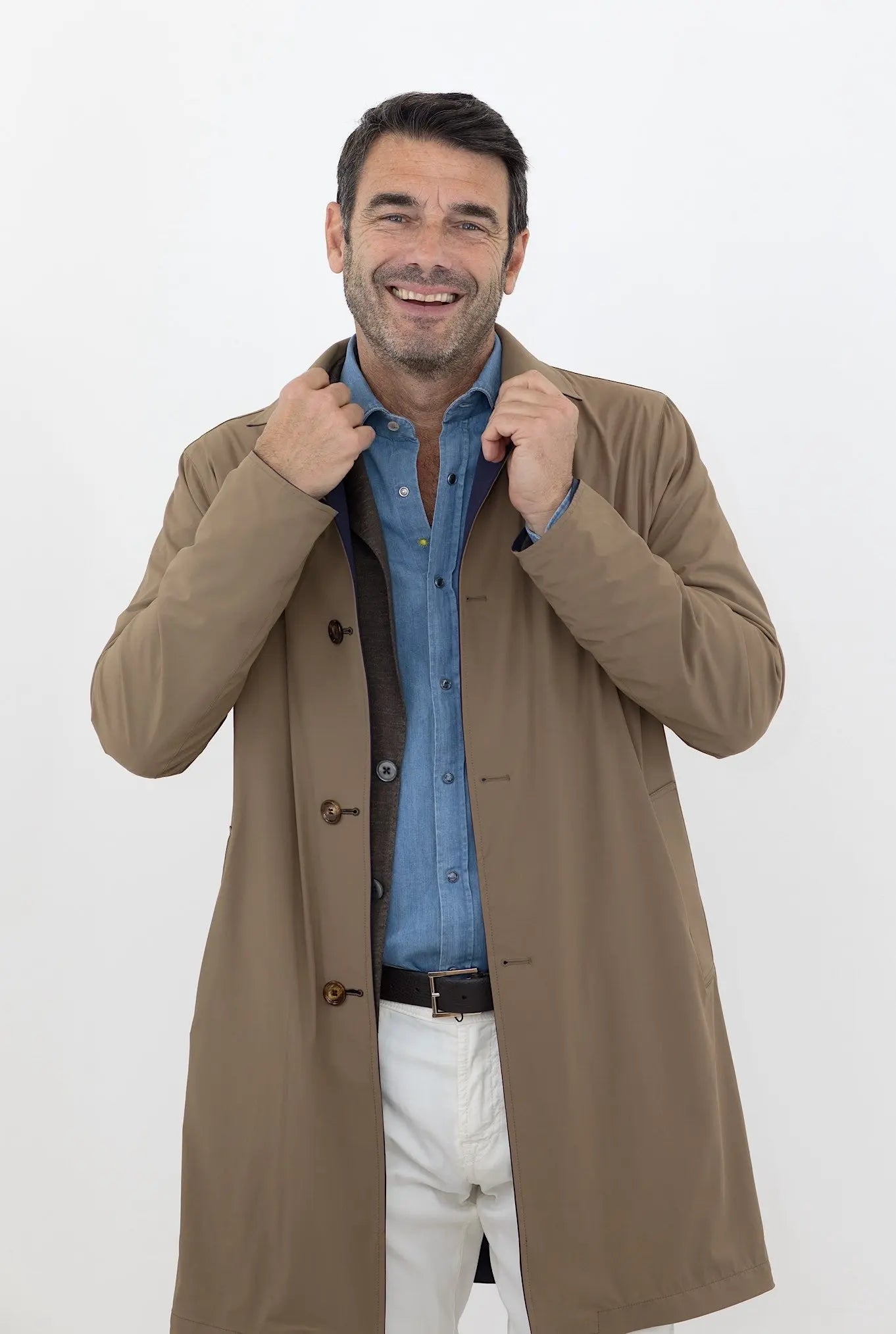 KIRED Soprabito Impermeabile Reversibile Blu e Tabacco - Guarino Store