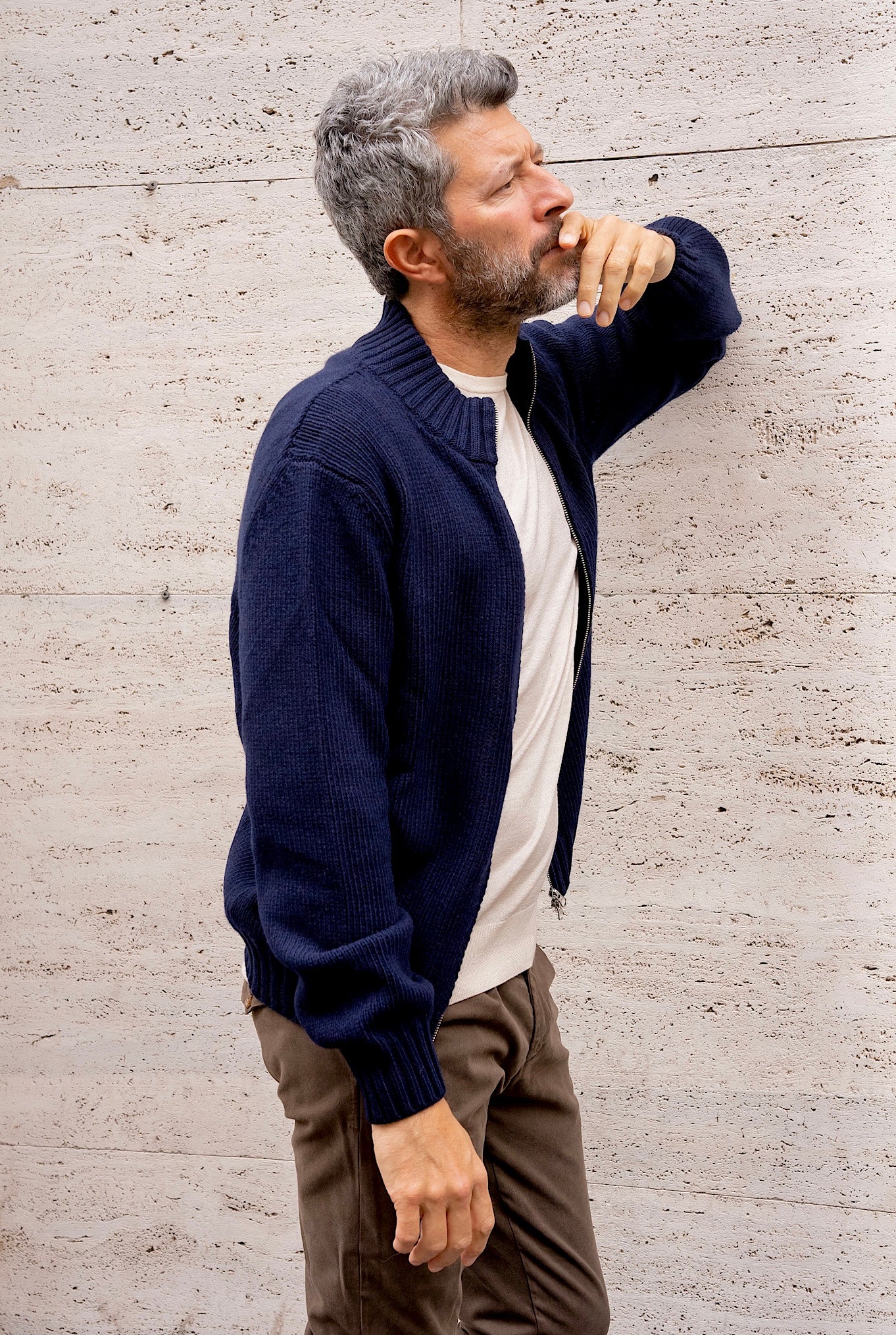 Maglia Bomber Cashmere Blu Navy - Guarino Store