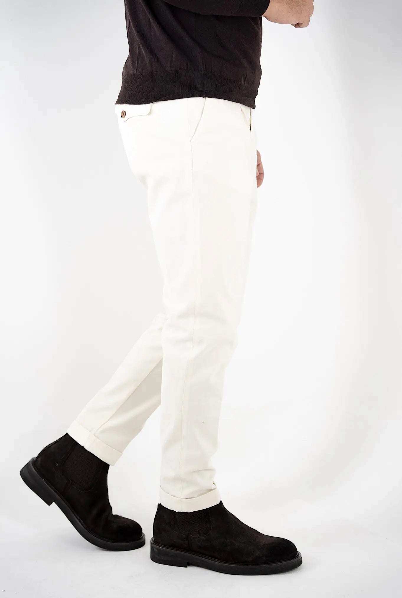 Pantaloni Fustagno Lavato Bianco Panna - Guarino Store