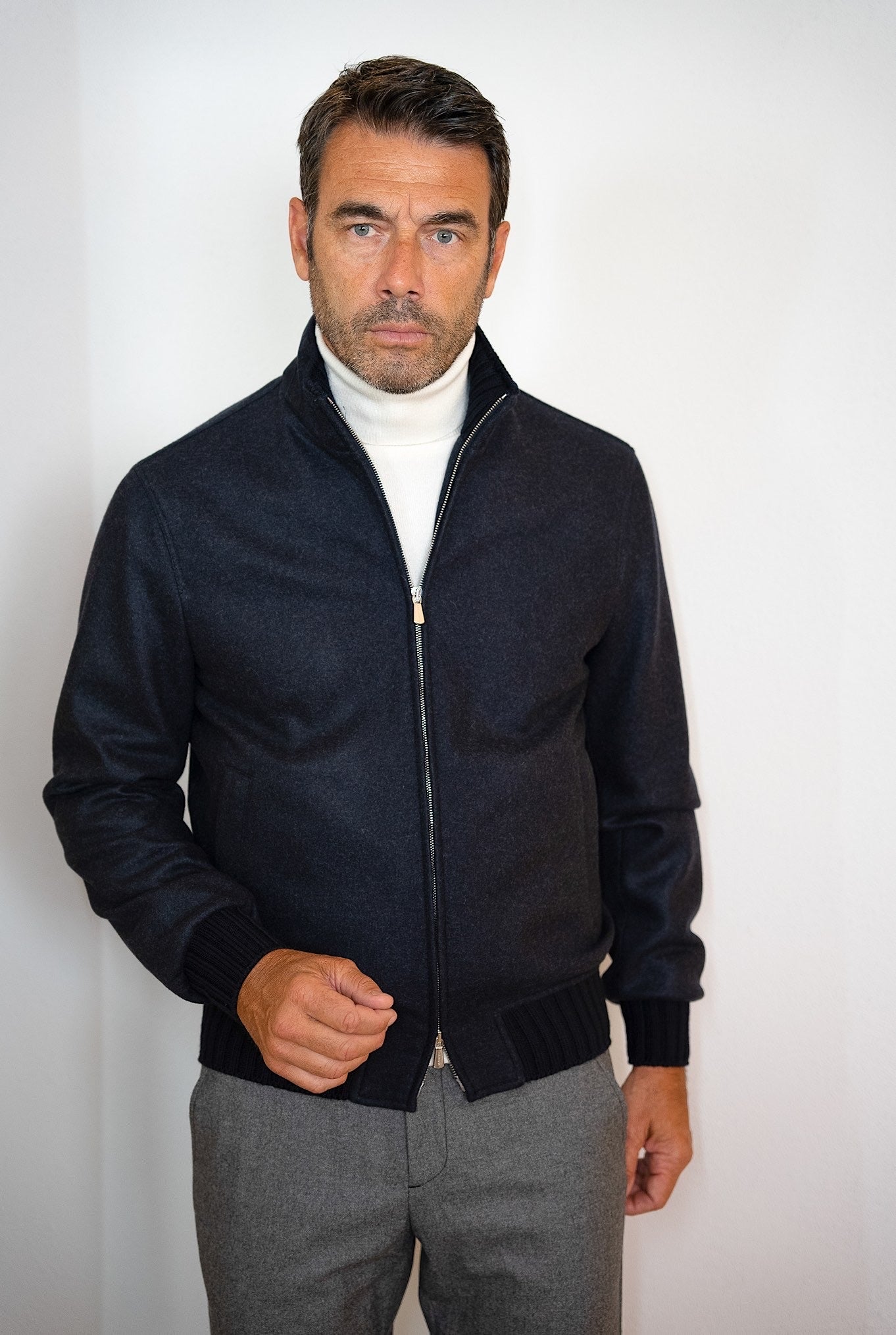 Giubbino in Jersey Cashmere Blu - Guarino Store