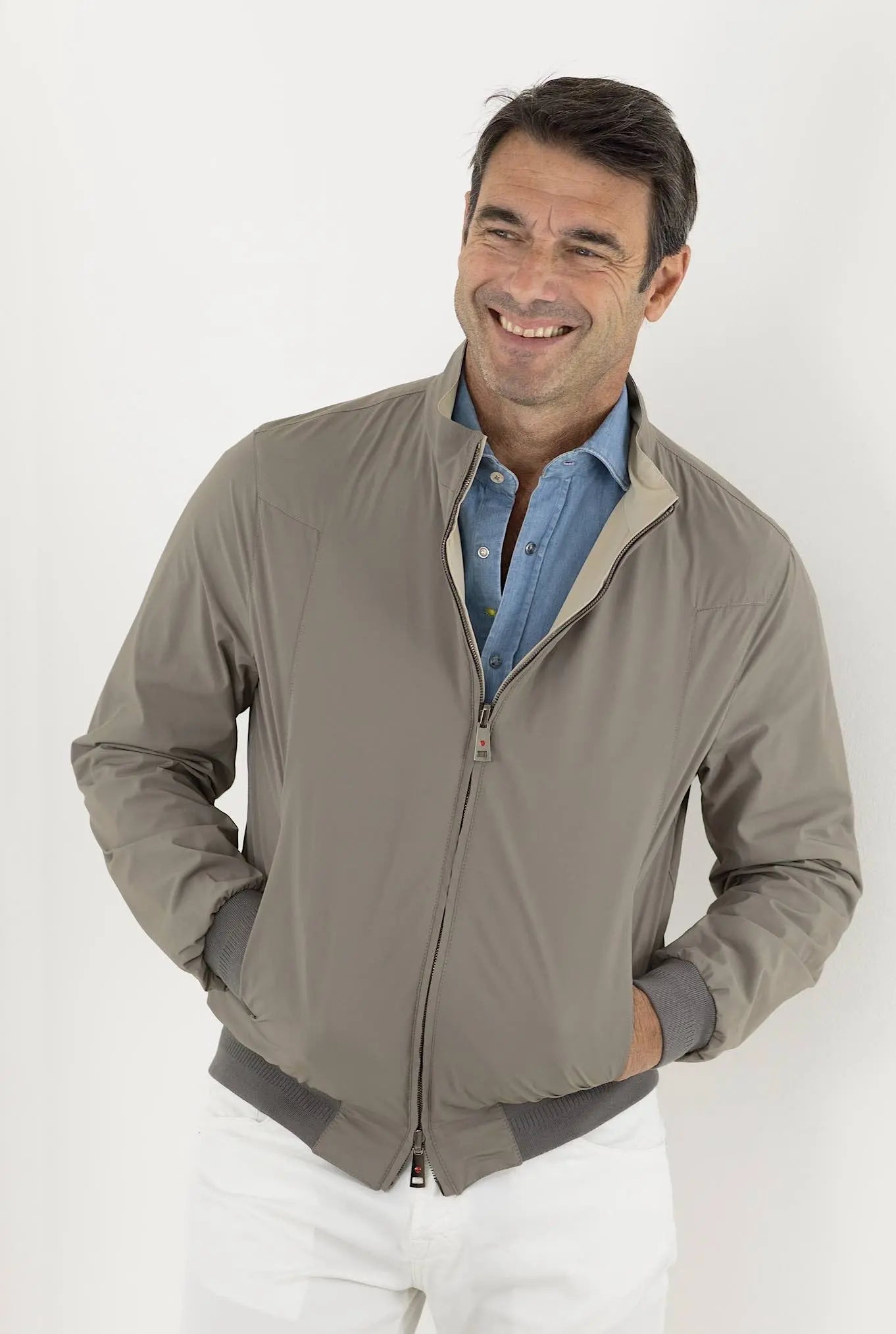 KIRED Giubbino Reversibile Tortora e Beige - Guarino Store
