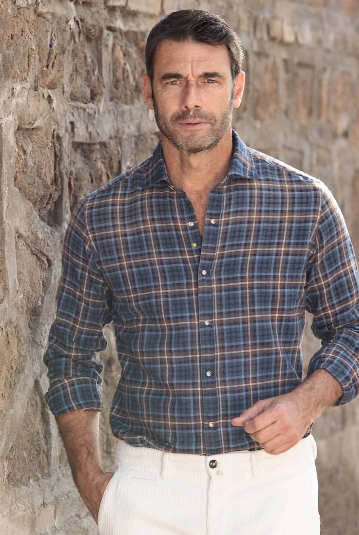 Camicia Flanella Check Marrone e Blu - Guarino Store
