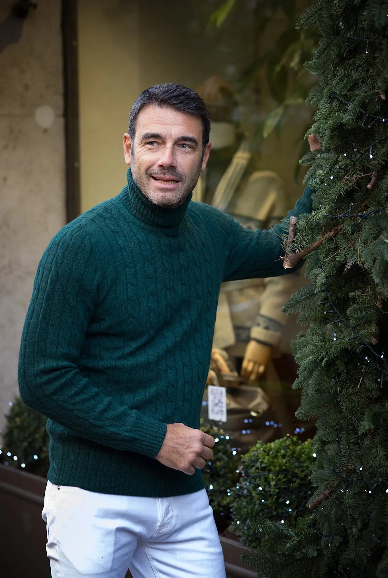 Dolcevita a Trecce in Cashmere Verde - Guarino Store
