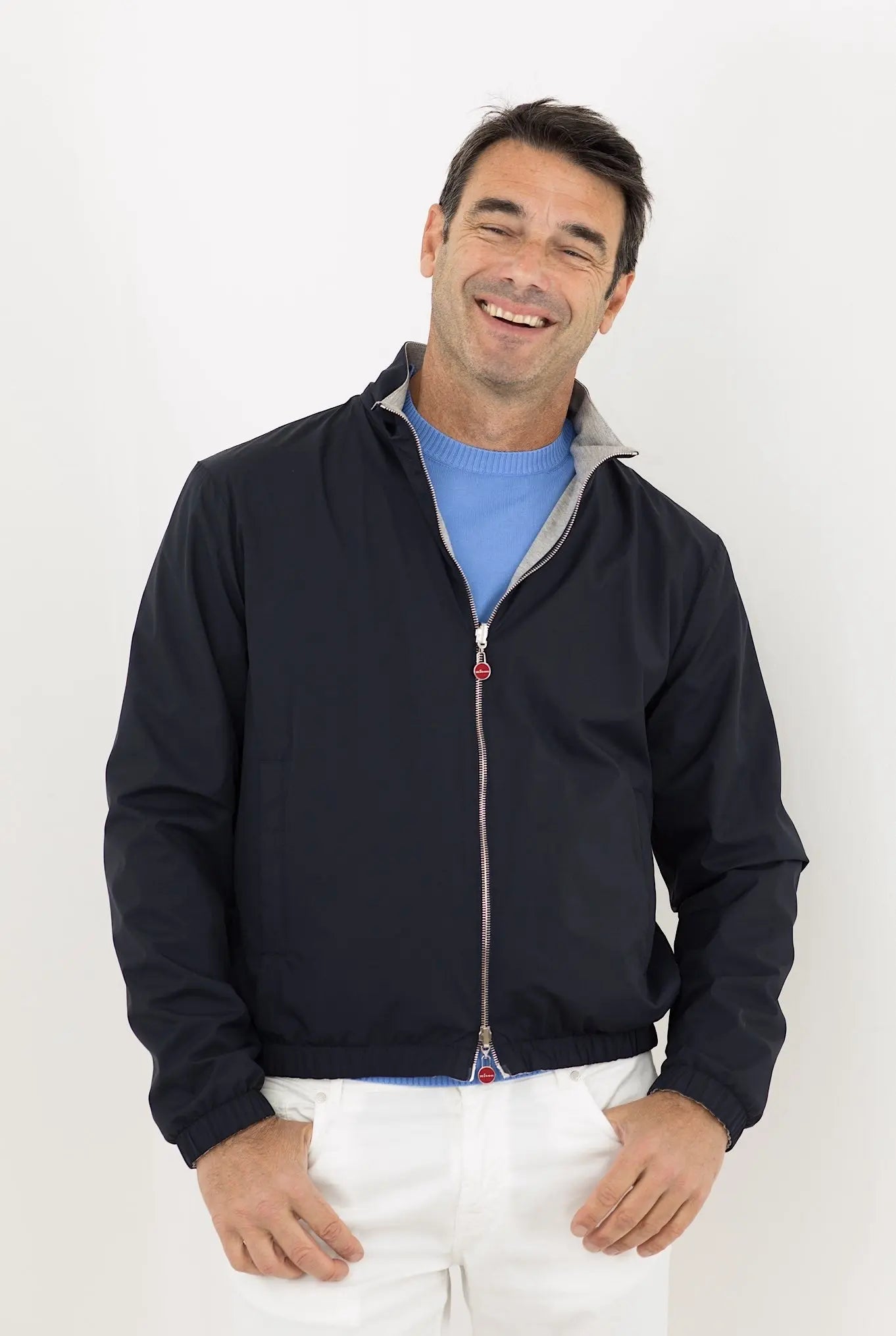 KITON Giubbino Reversibile Blu/Grigio chiaro - Guarino Store