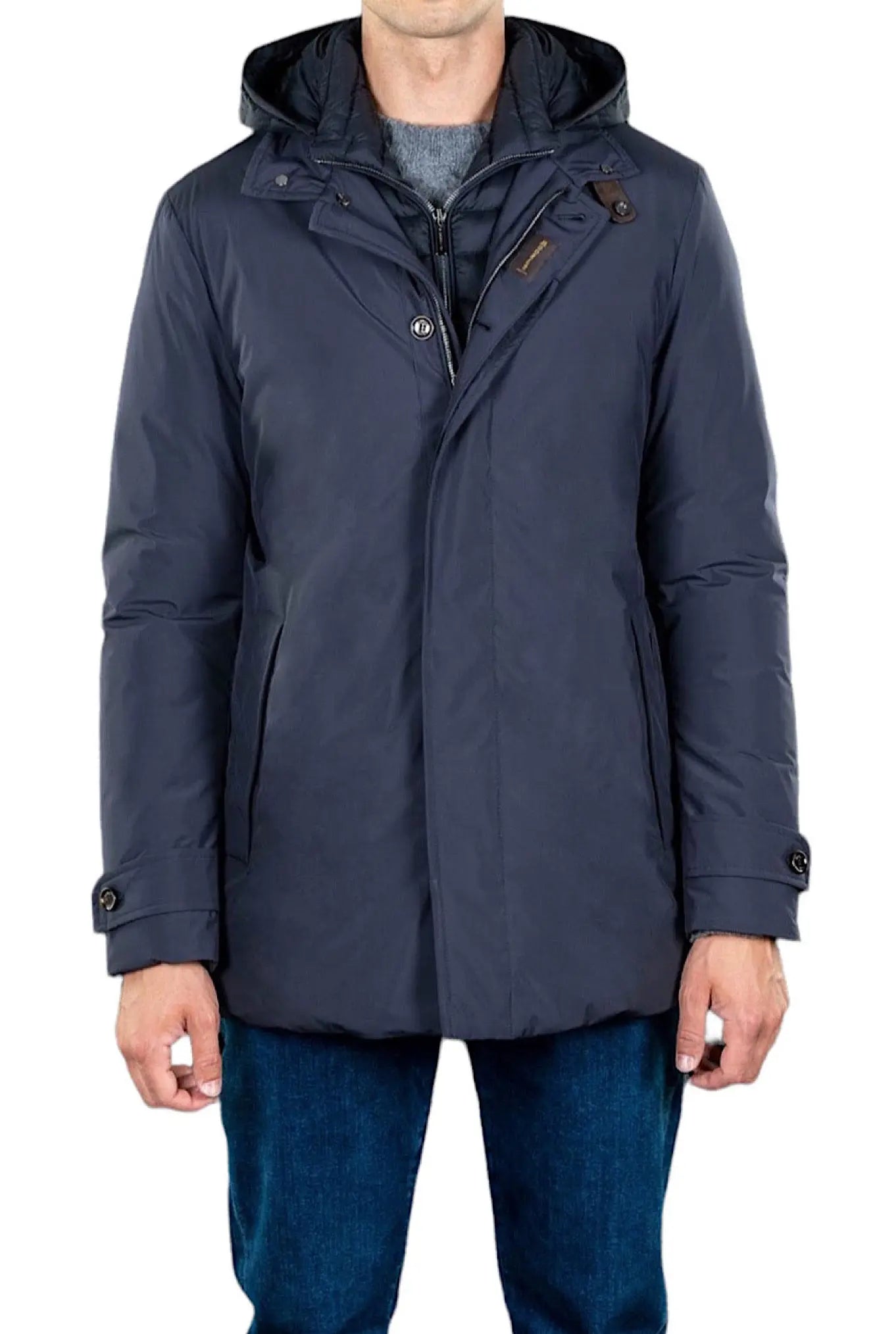 Cappotto Impermeabile Imbottito in Piuma D'Oca Blu - Guarino Store