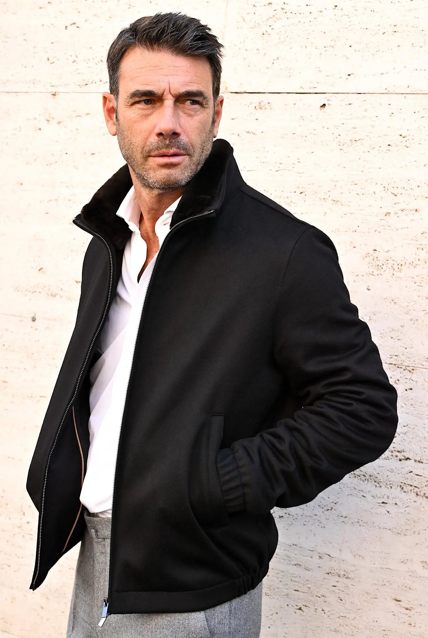 Giubbino in Cashmere Castorino Nero - Guarino Store