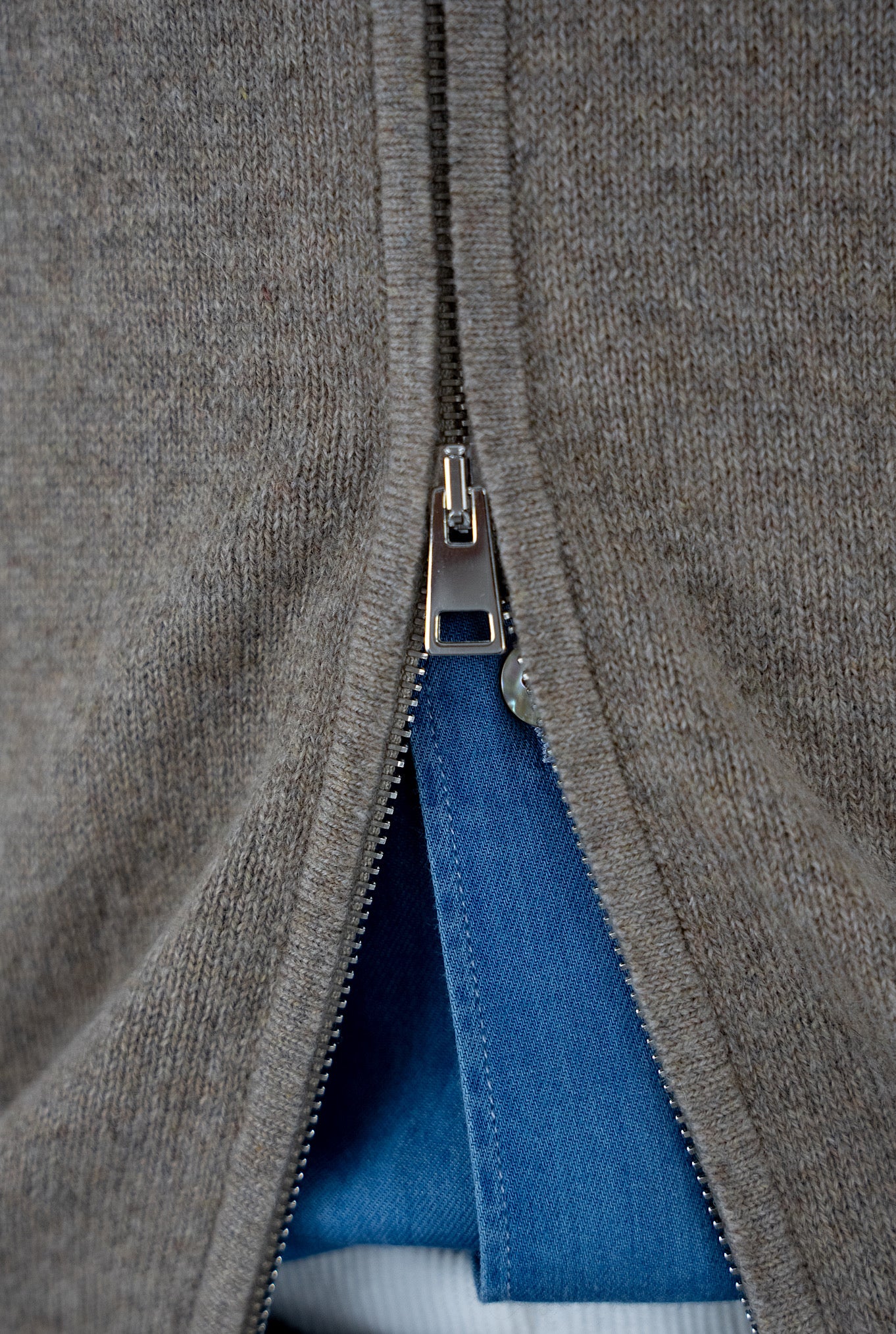 Maglia Bomber Full Zip Cashmere Beige - Guarino Store