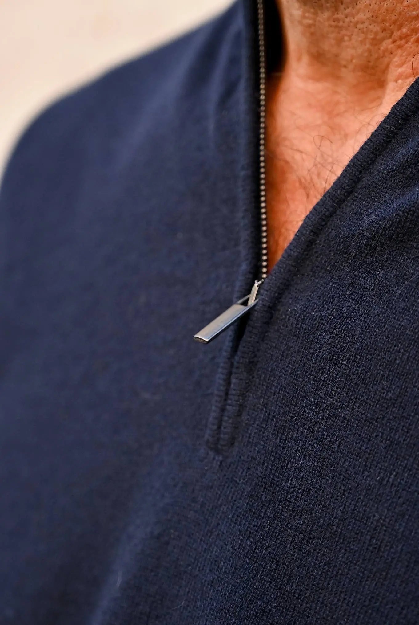 Pullover Cashmere Loro Piana Mezza Zip Blu Navy - Guarino Store