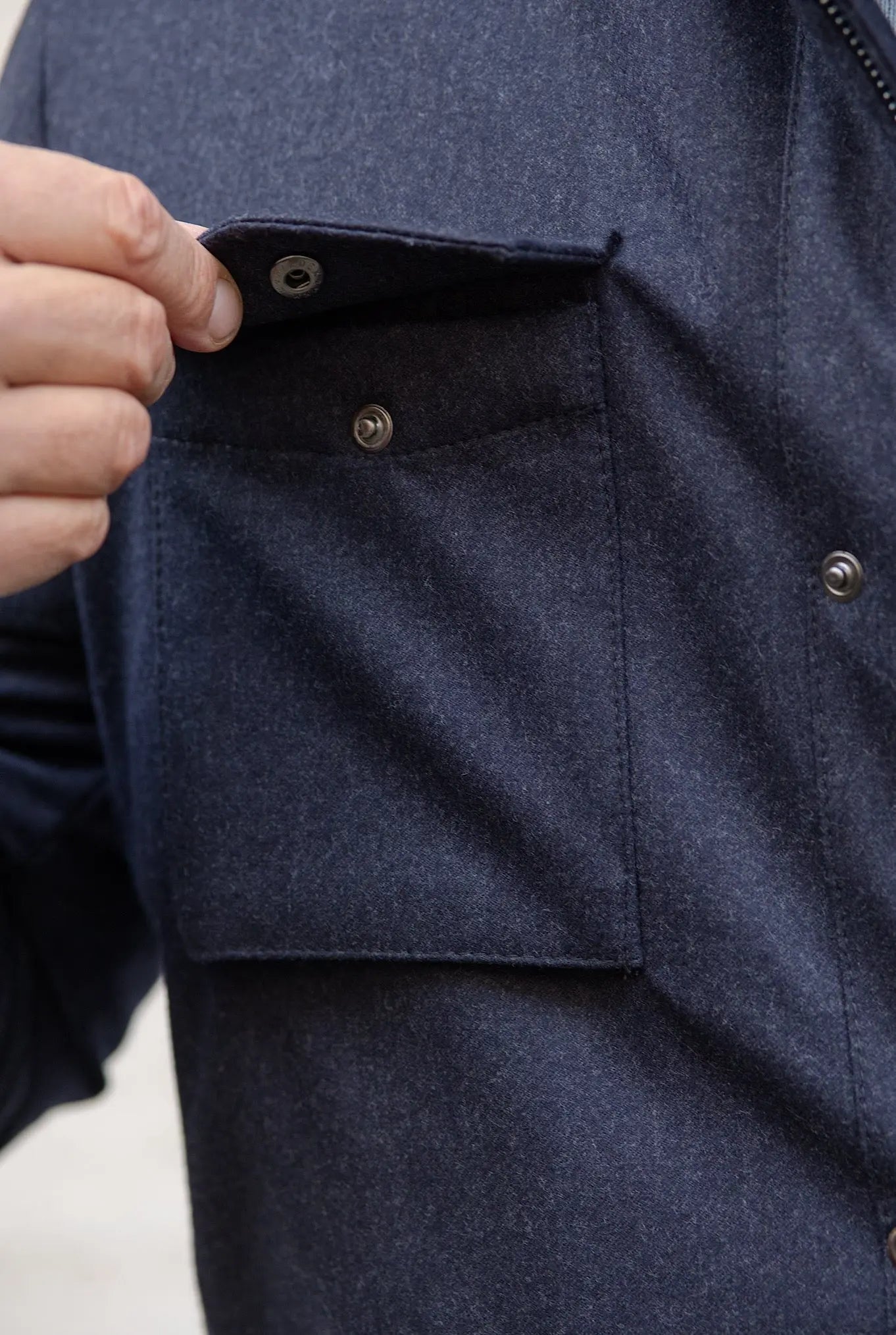 Field Jacket Tessuto Vitale Barberis Canonico Blu - Guarino Store