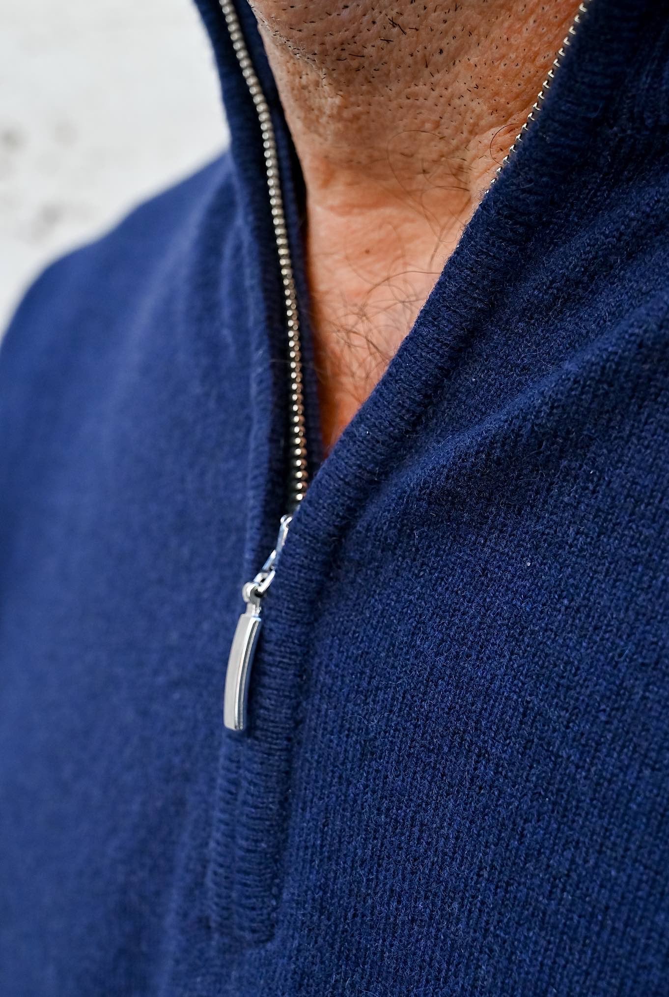 Pullover Cashmere Mezza Zip Blu Navy - Guarino Store
