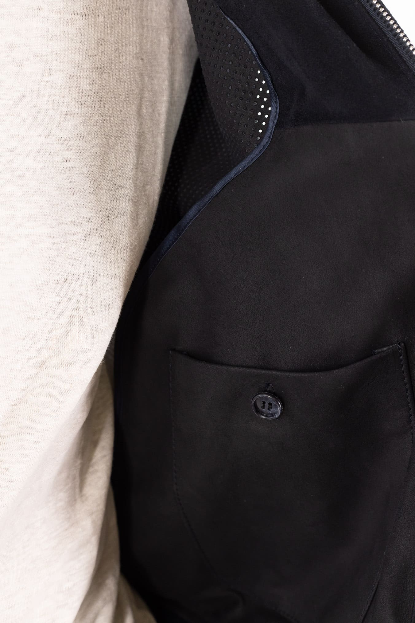 Giubbino Microforato in Suede Blu Scuro CONTRASTWAY