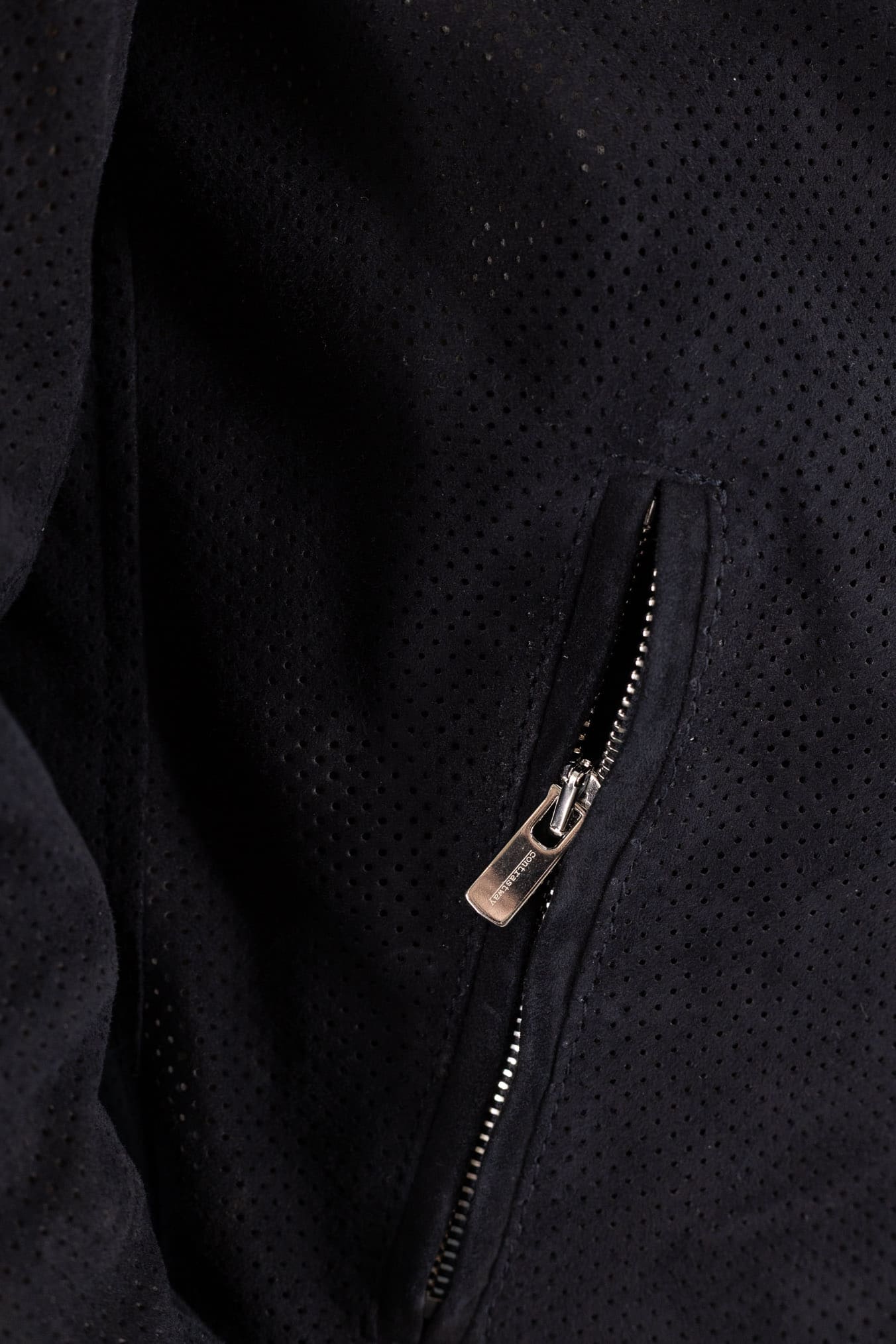 Giubbino Microforato in Suede Blu Scuro CONTRASTWAY