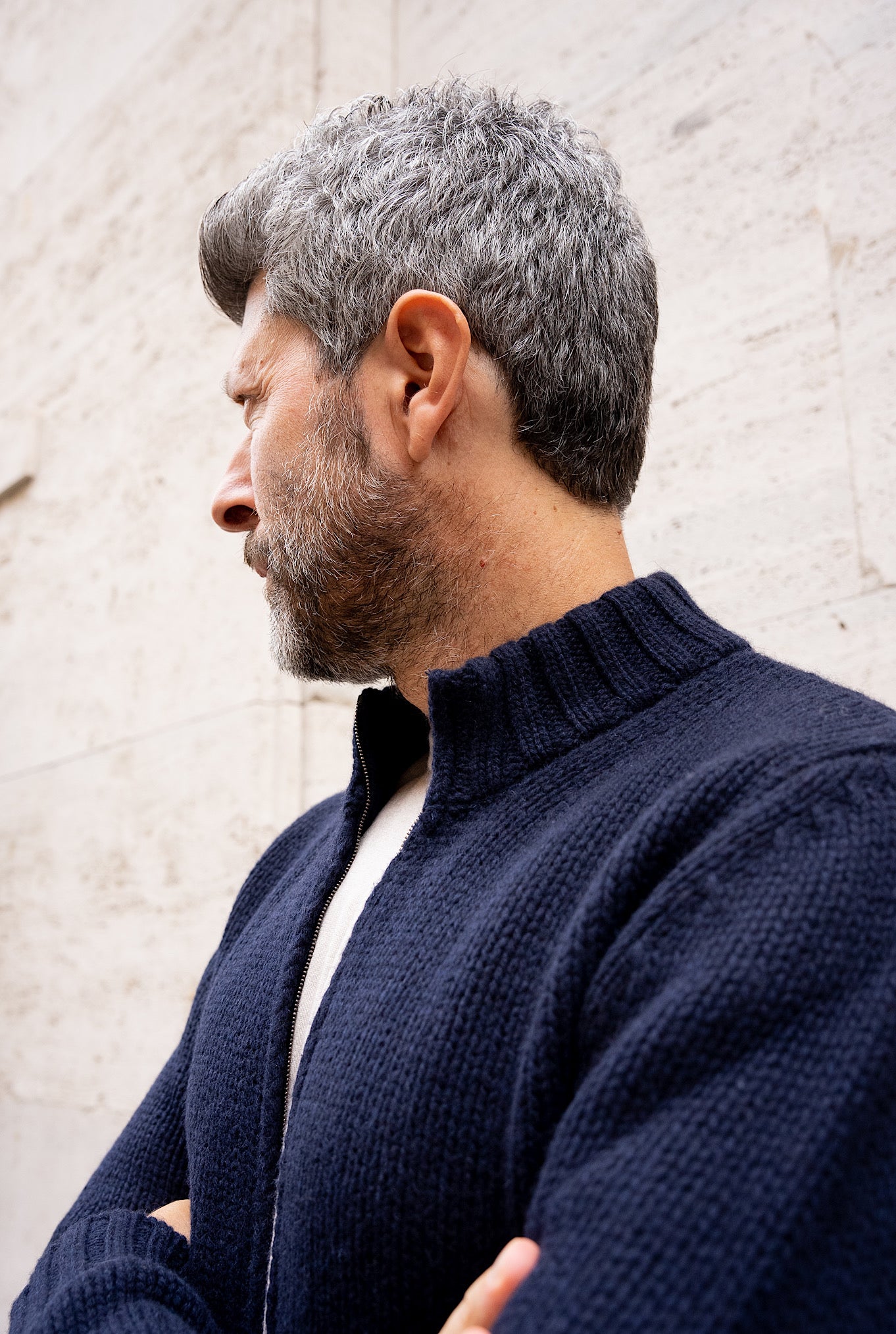 Maglia Bomber Cashmere Blu Navy - Guarino Store