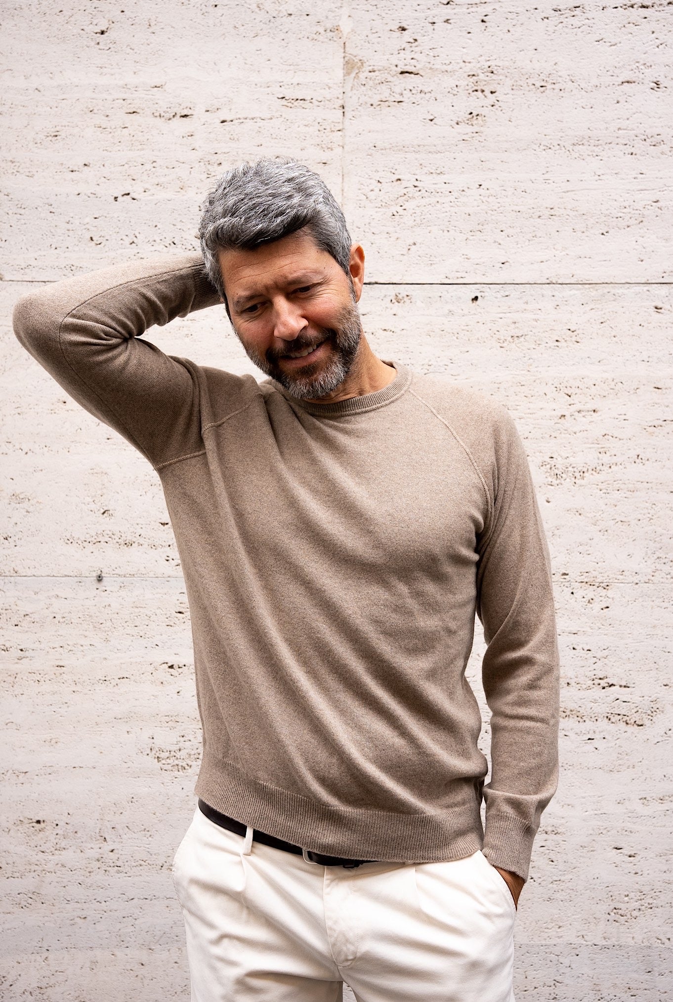 Girocollo Cashmere RaglanBeige Chiaro - Guarino Store