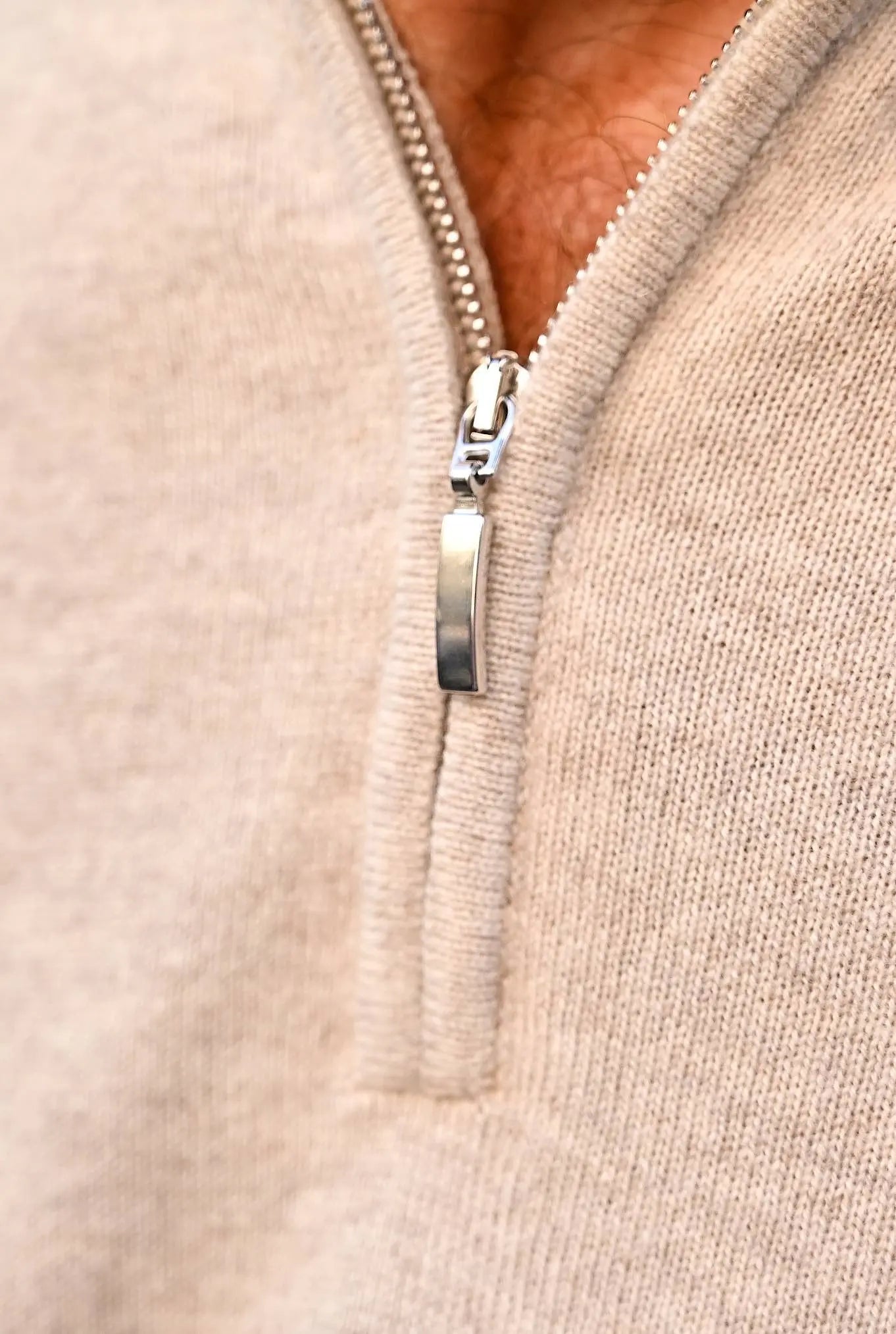 Pullover Cashmere Mezza Zip Beige - Guarino Store