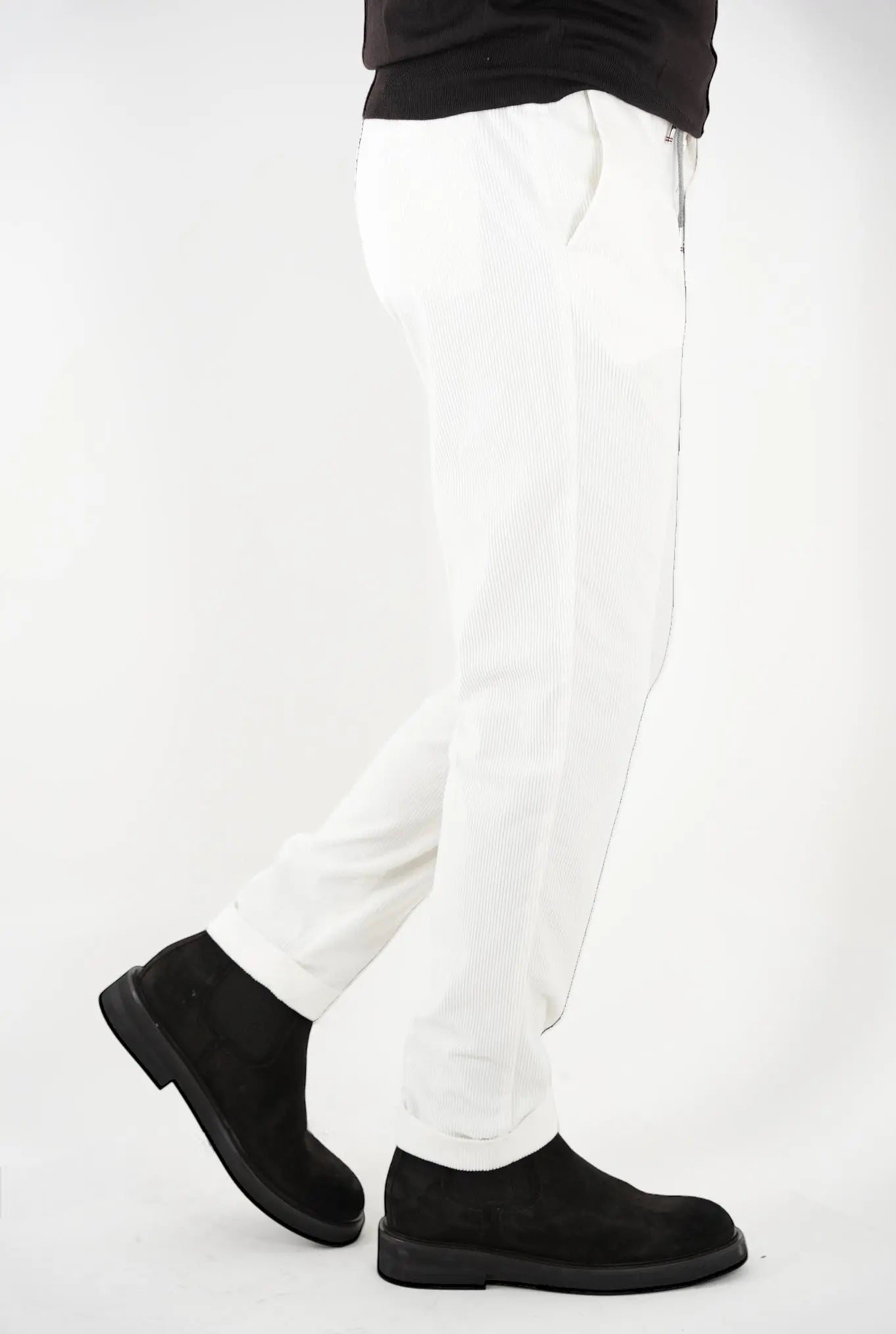 Pantaloni di Velluto con Coulisse Bianco - Guarino Store