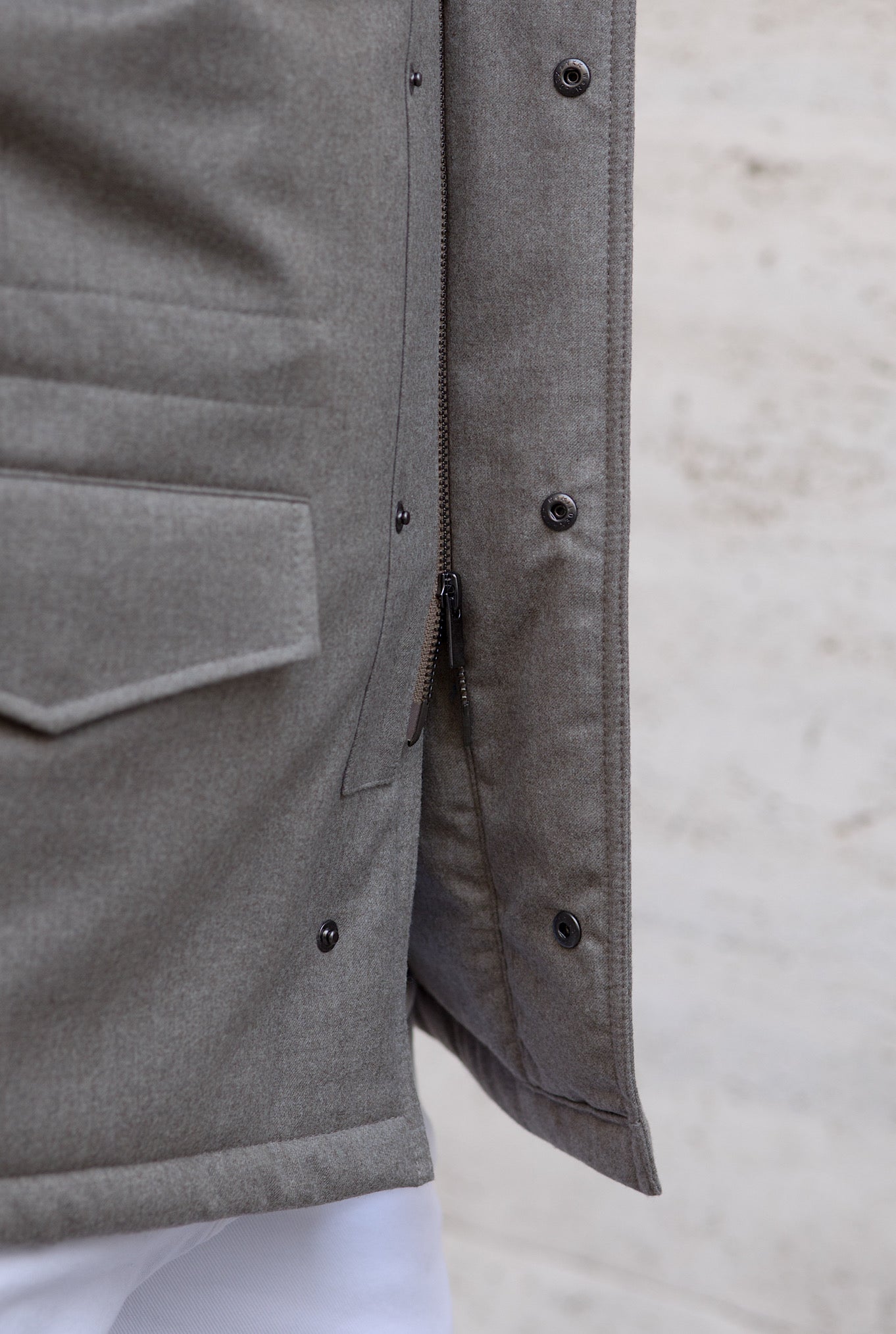 Field Jacket Tessuto Vitale Barberis Canonico Beige - Guarino Store