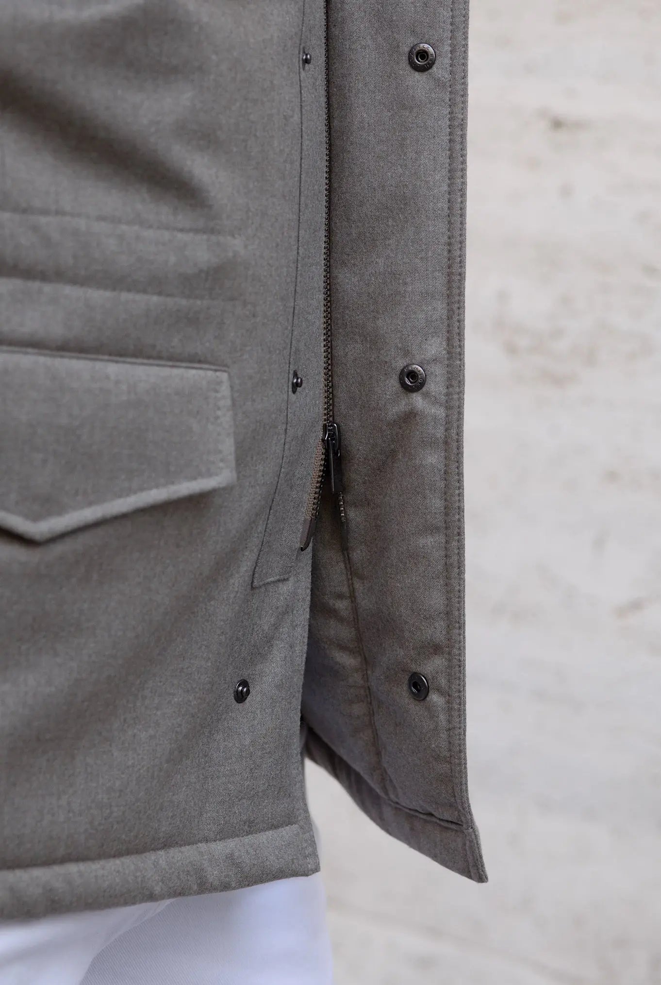 Field Jacket Tessuto Vitale Barberis Canonico Beige - Guarino Store