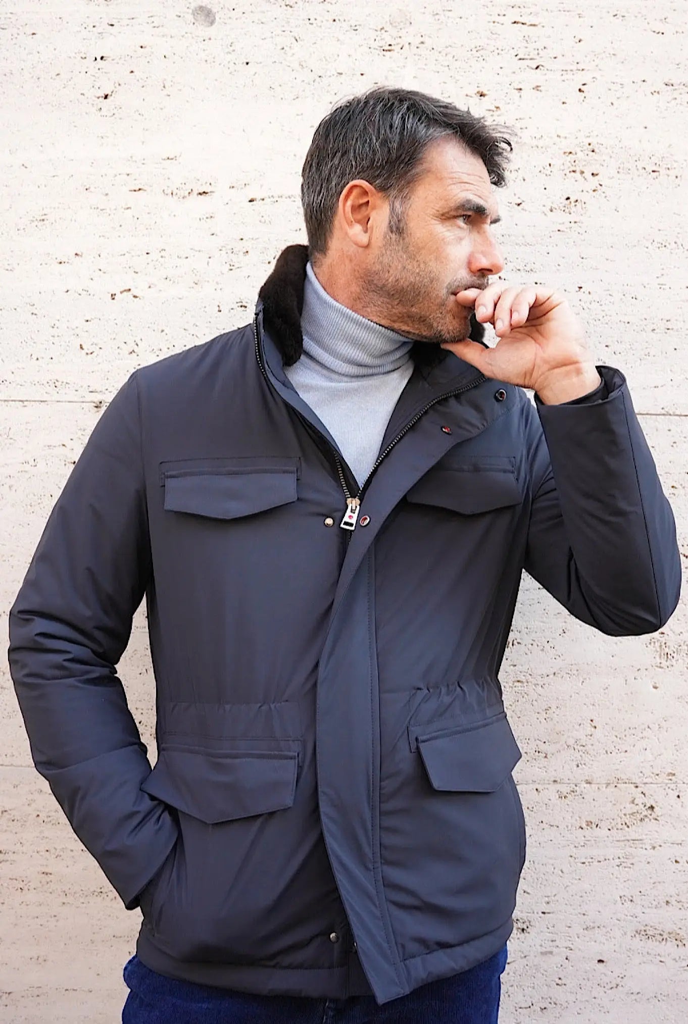 KIRED Field Jacket Impermeabile Imbottita Blu - Guarino Store