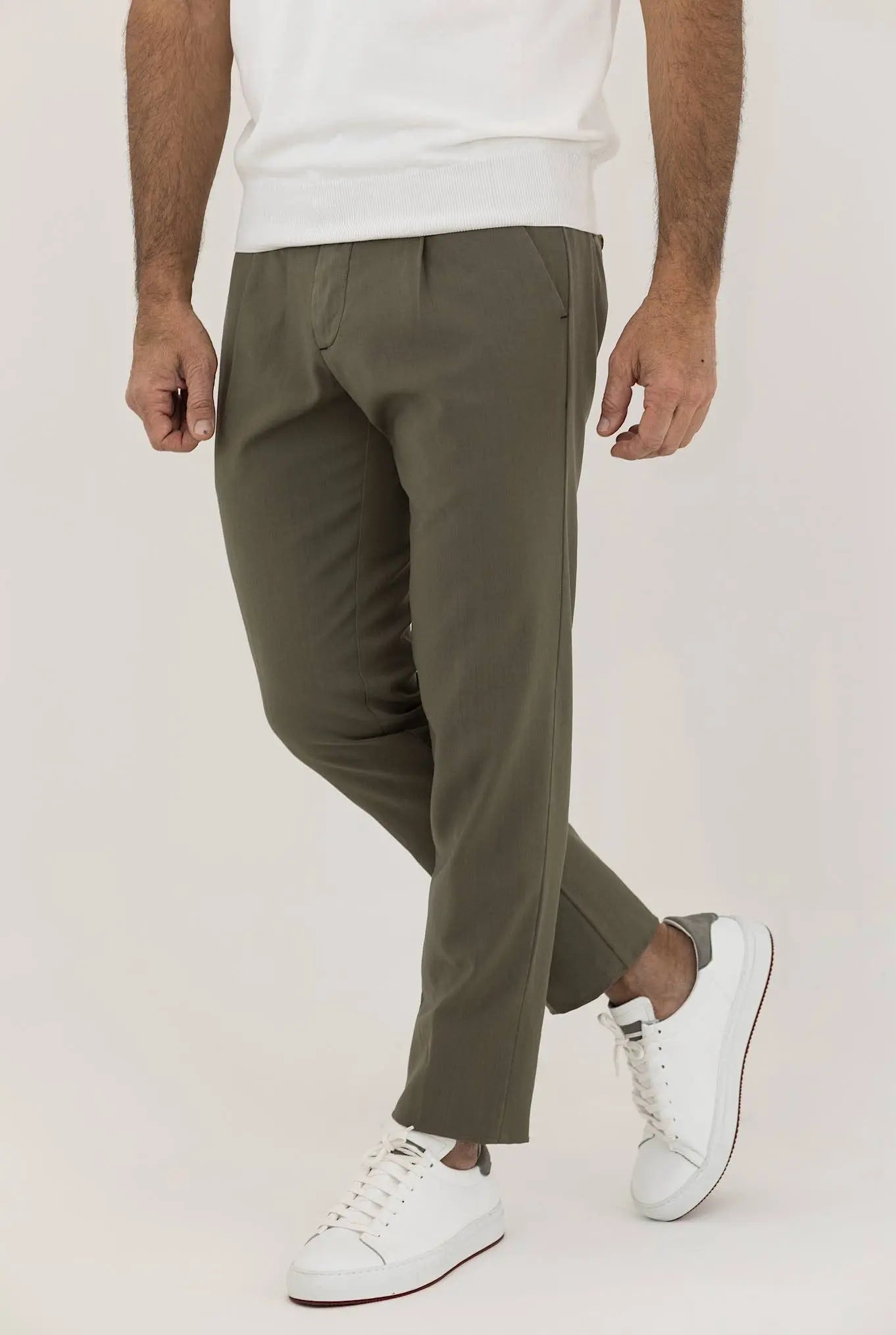 MYTHS Pantaloni Fresco Lana con Pinces Verde Salvia - Guarino Store