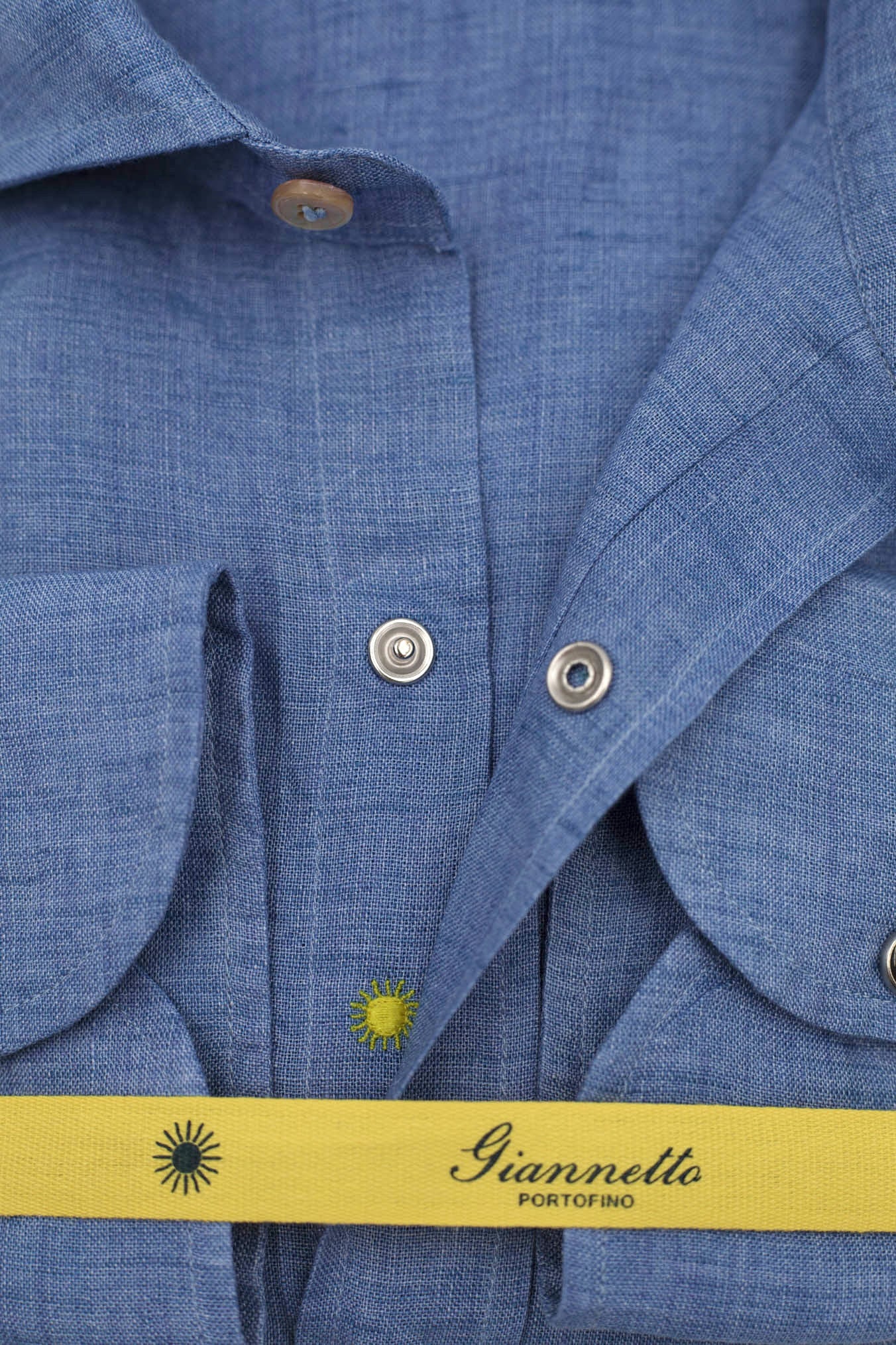 GIANNETTO PORTOFINO Camicia Lino Azzurro SLIM FIT - Guarino Store