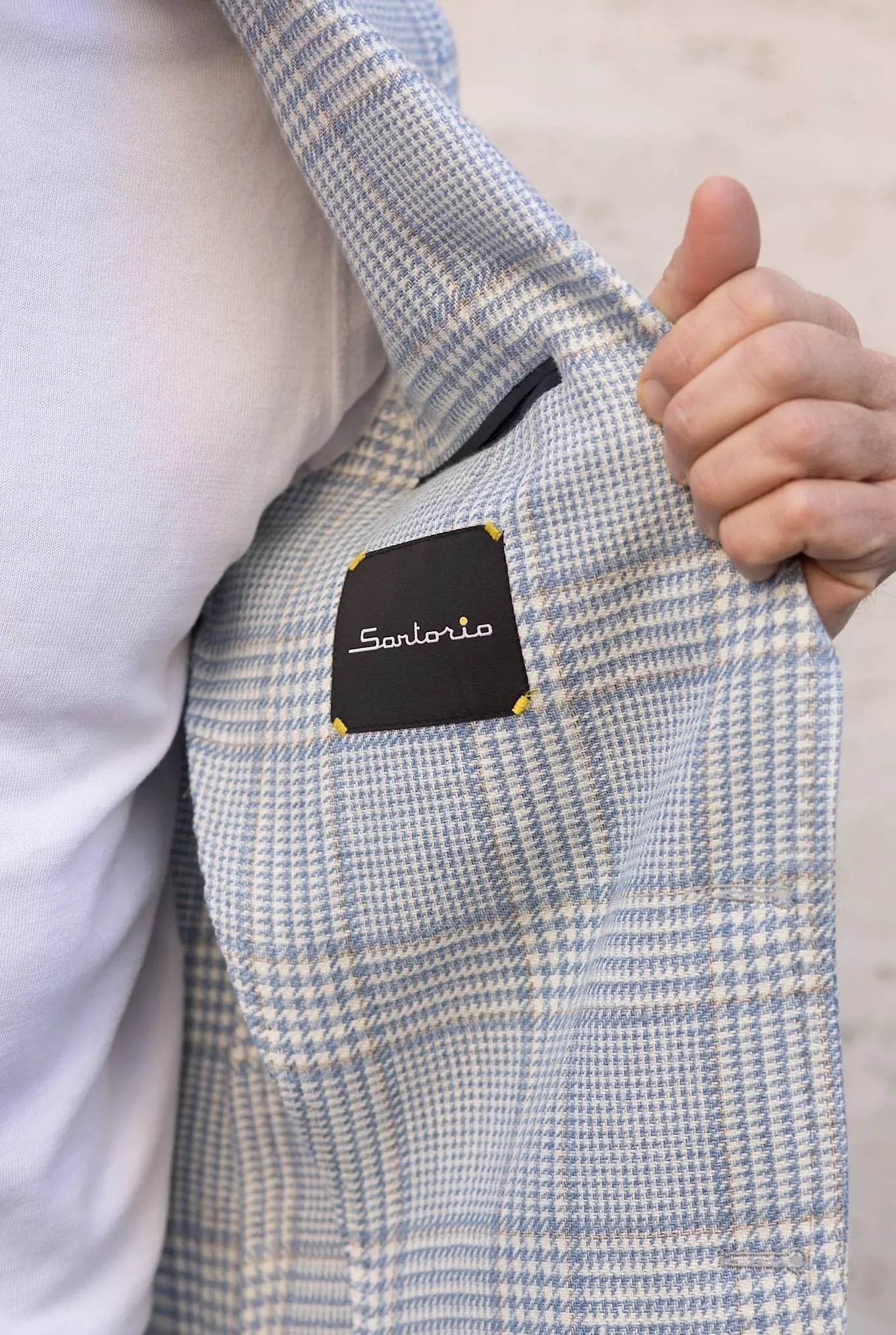 SARTORIO Giacca Galles Cashmere Lana Celeste - Guarino Store