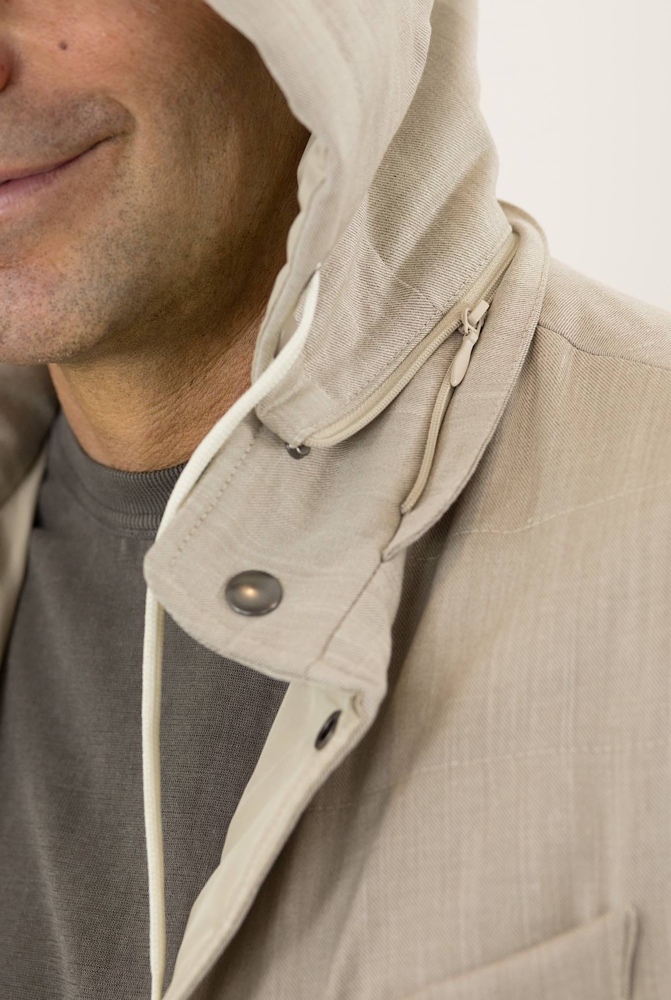 Gilet Cappuccio tessuto Loro Piana Beige - Guarino Store