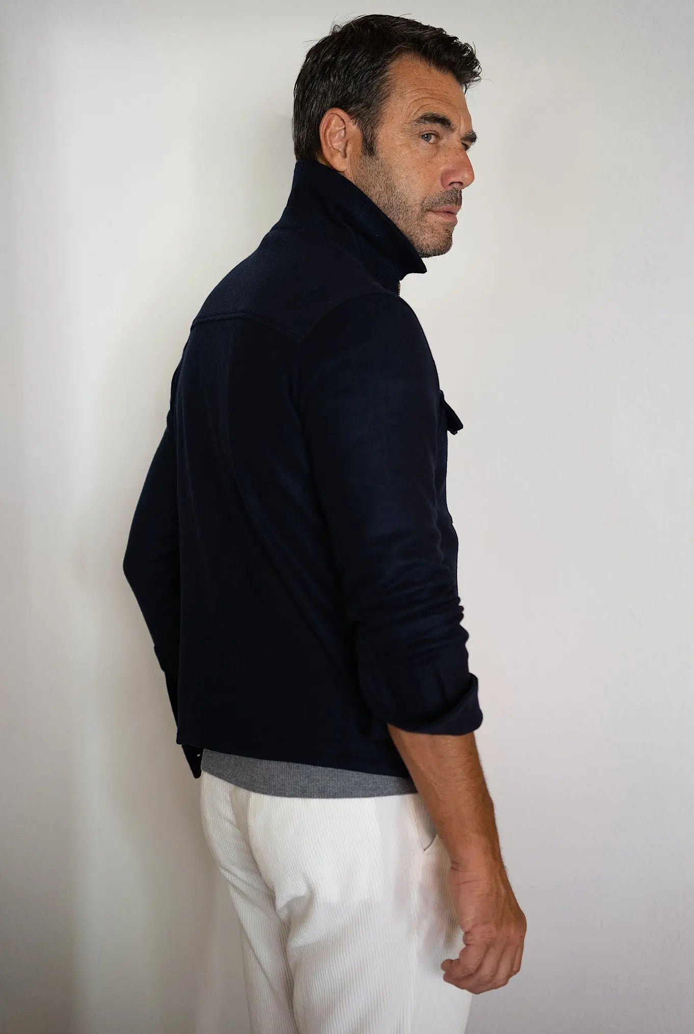 Giubbino Cashmere Elasticizzato Blu Scuro - Guarino Store