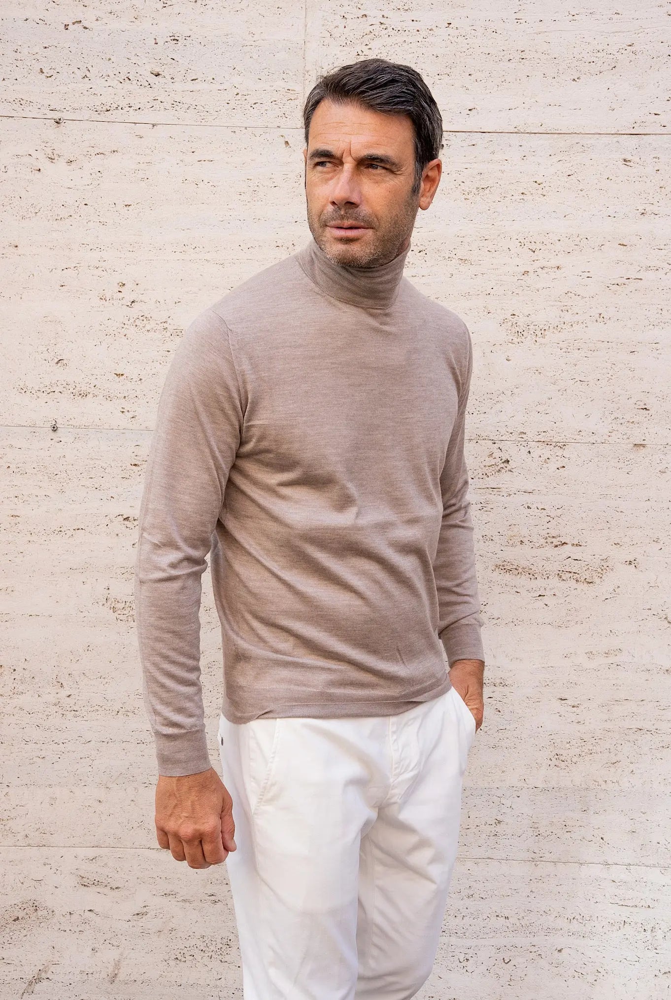 Dolcevita Cashmere e Seta Pettinato Beige - Guarino Store