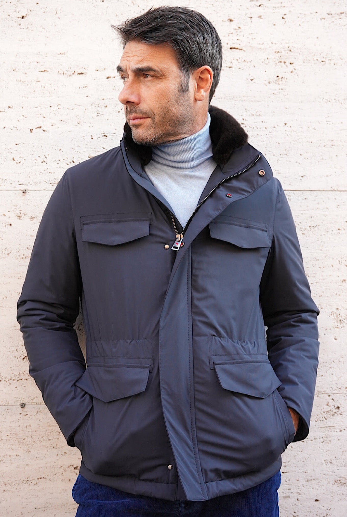 KIRED Field Jacket Impermeabile Imbottita Blu - Guarino Store