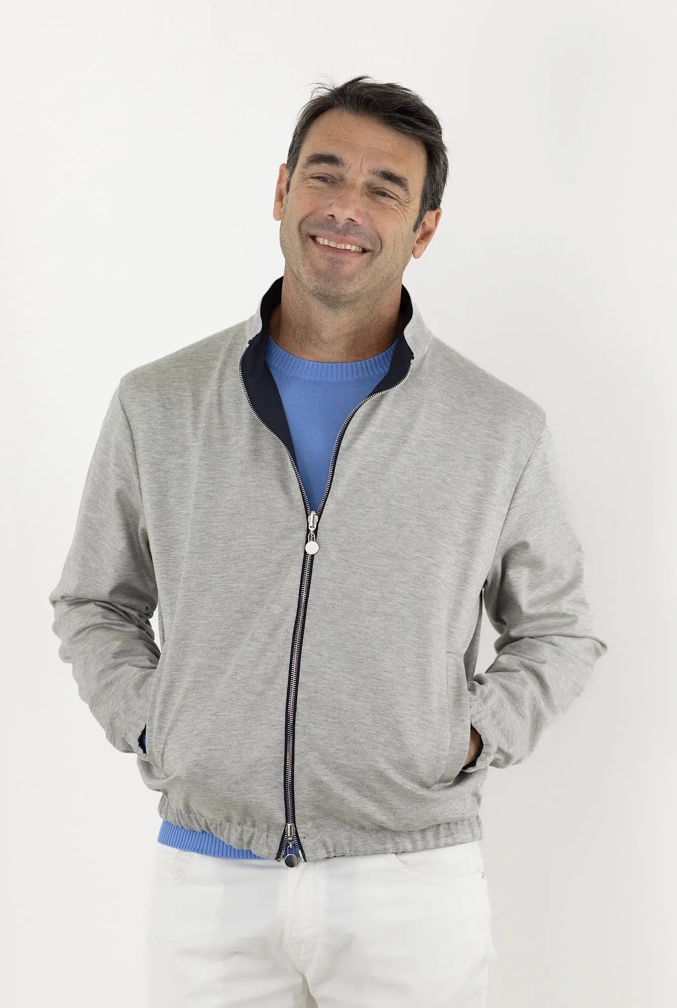 KITON Giubbino Reversibile Blu/Grigio chiaro - Guarino Store