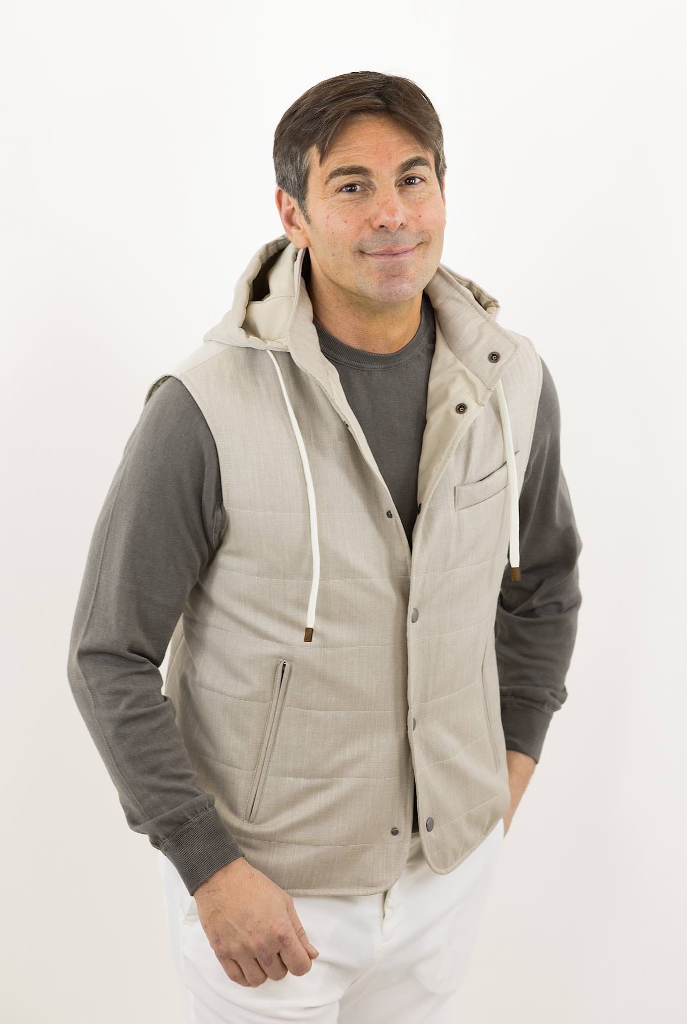 Gilet Cappuccio tessuto Loro Piana Beige - Guarino Store