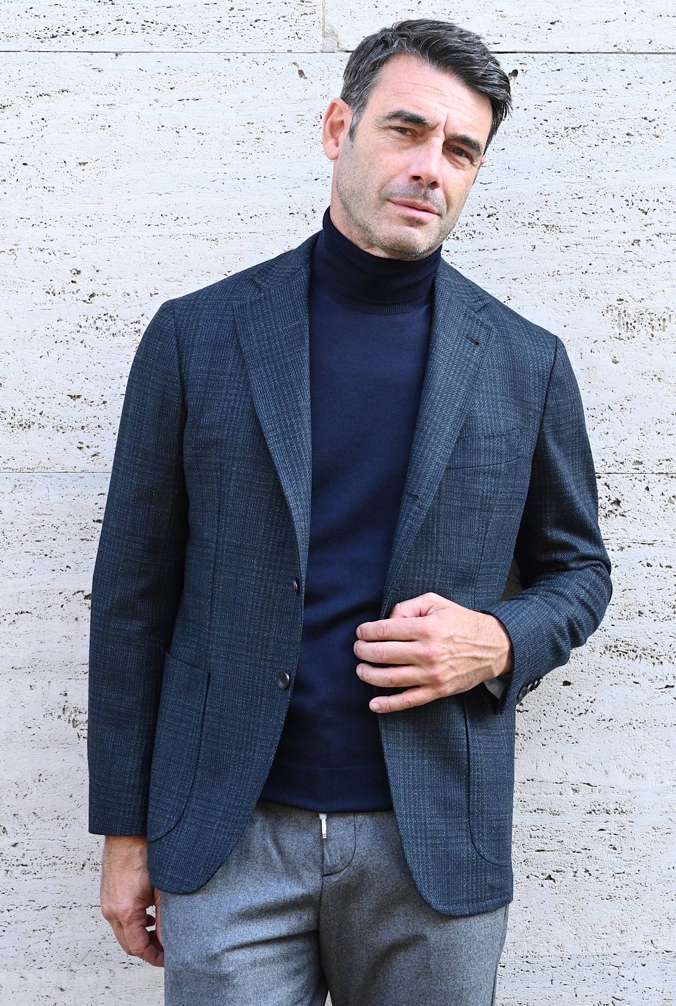 Giacca Galles Lana Seta Verde - Guarino Store