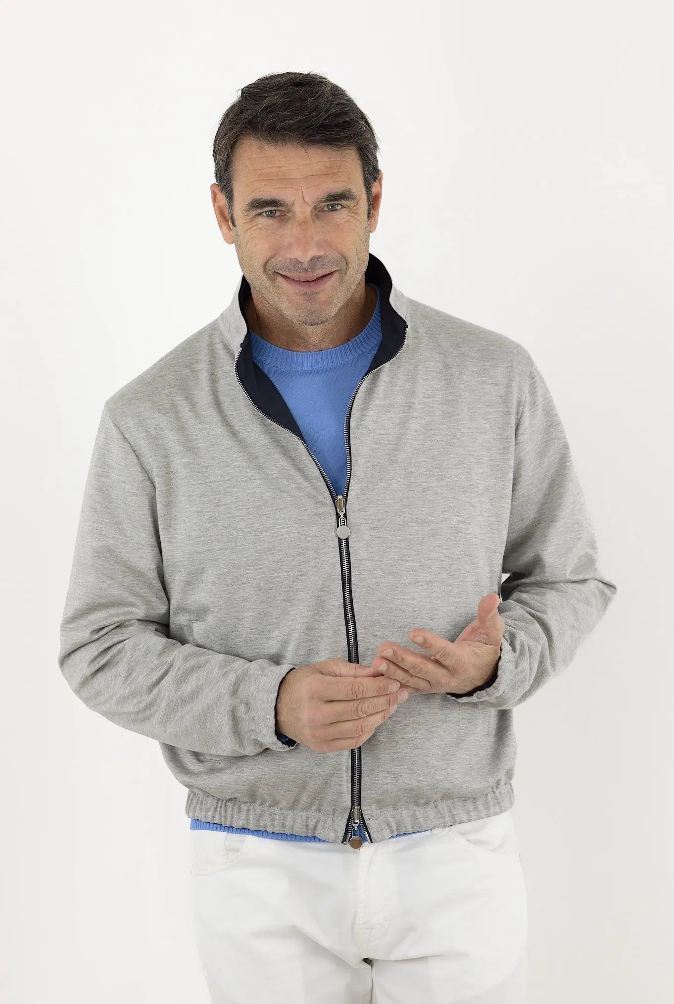 KITON Giubbino Reversibile Blu/Grigio chiaro - Guarino Store