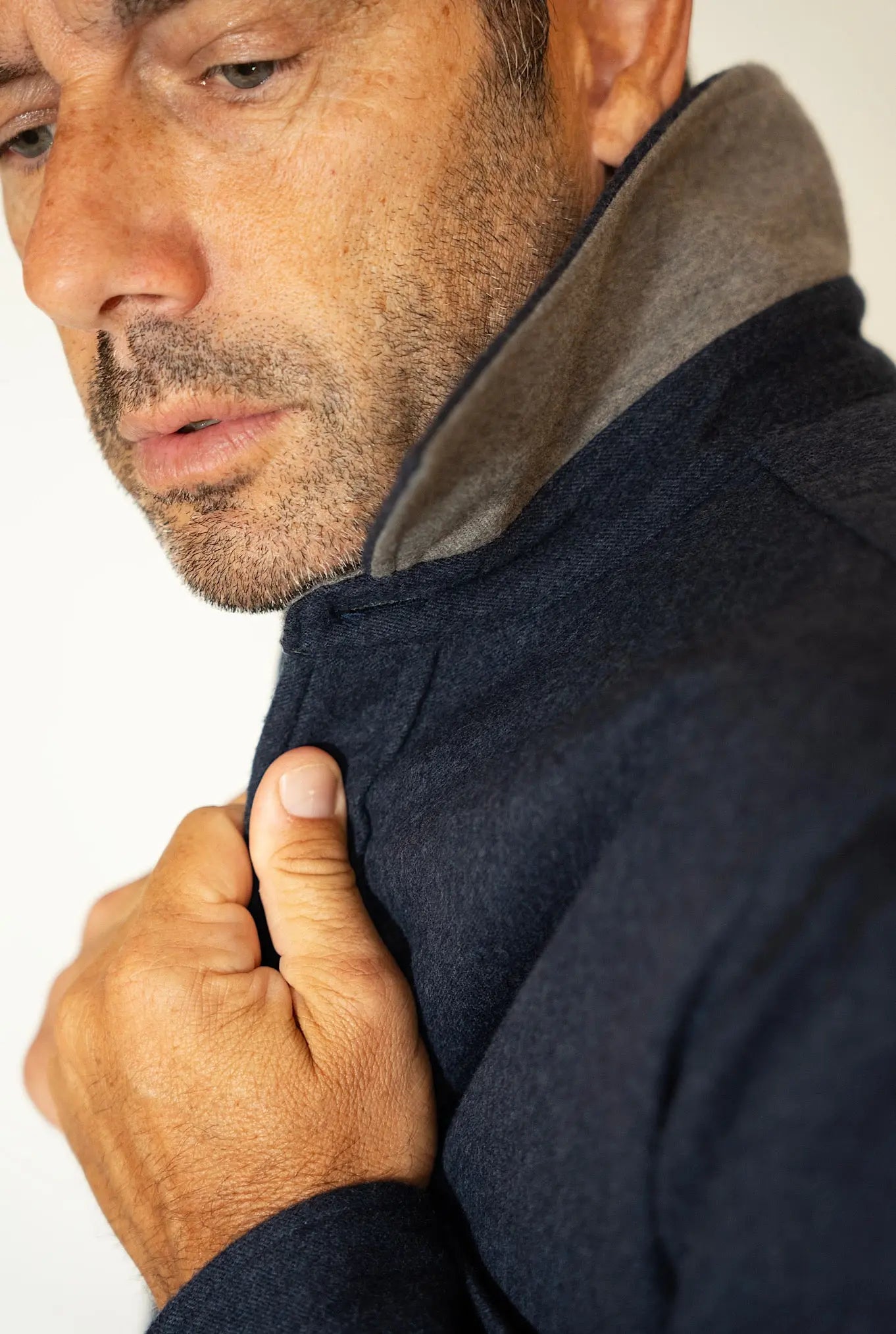 Overshirt Cashmere e Seta Blu Navy - Guarino Store