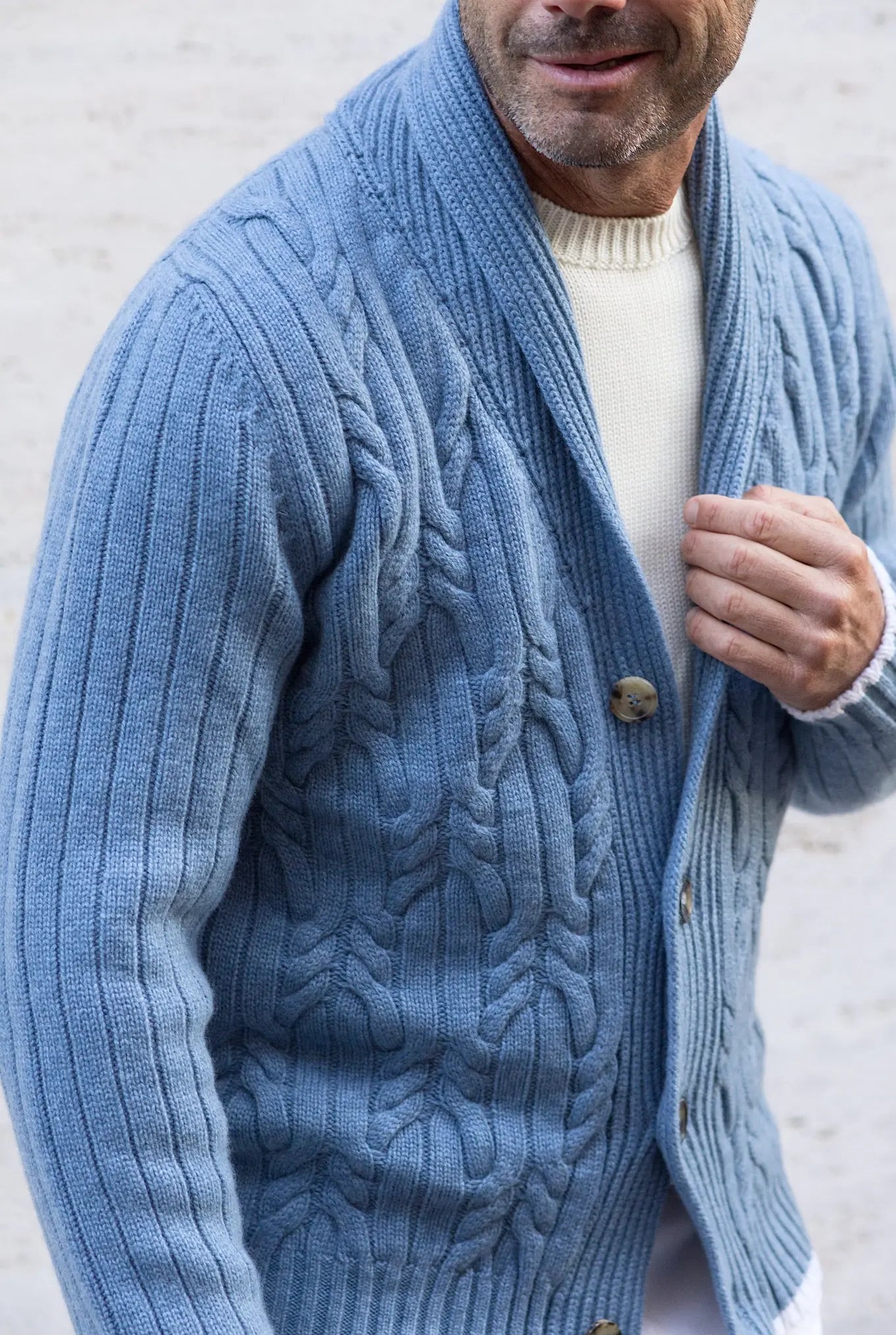 Cardigan Cashmere Azzurro - Guarino Store