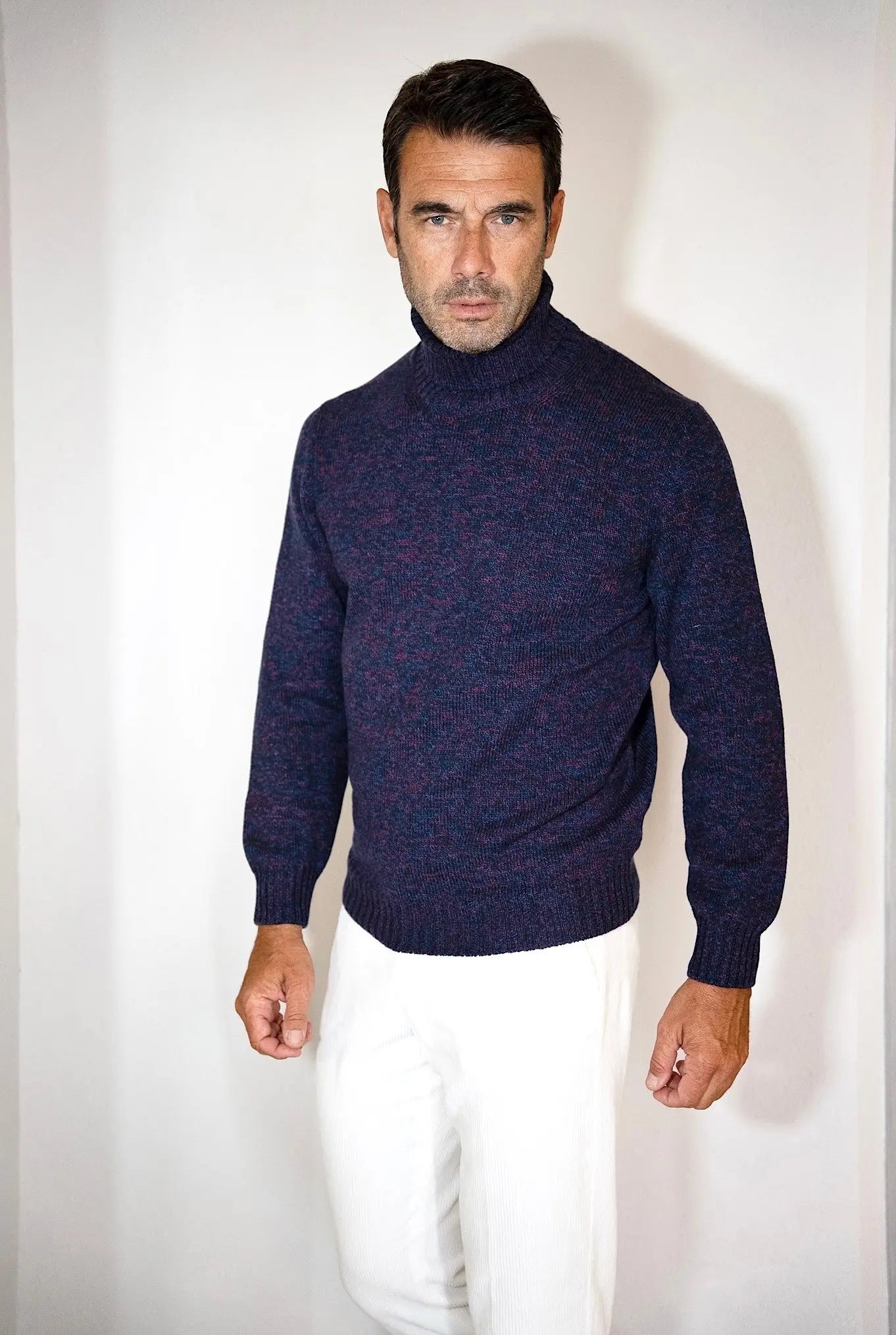 Dolcevita Rasato Cotone e Lana Fantasia Blu - Guarino Store