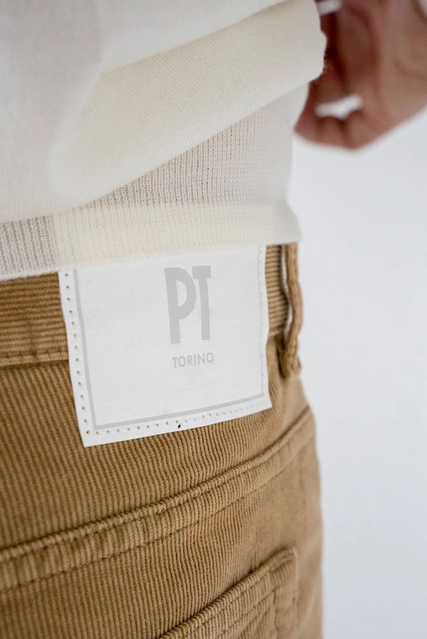 Pantaloni Velluto Millerighe Stretch Cotone Beige - Guarino Store