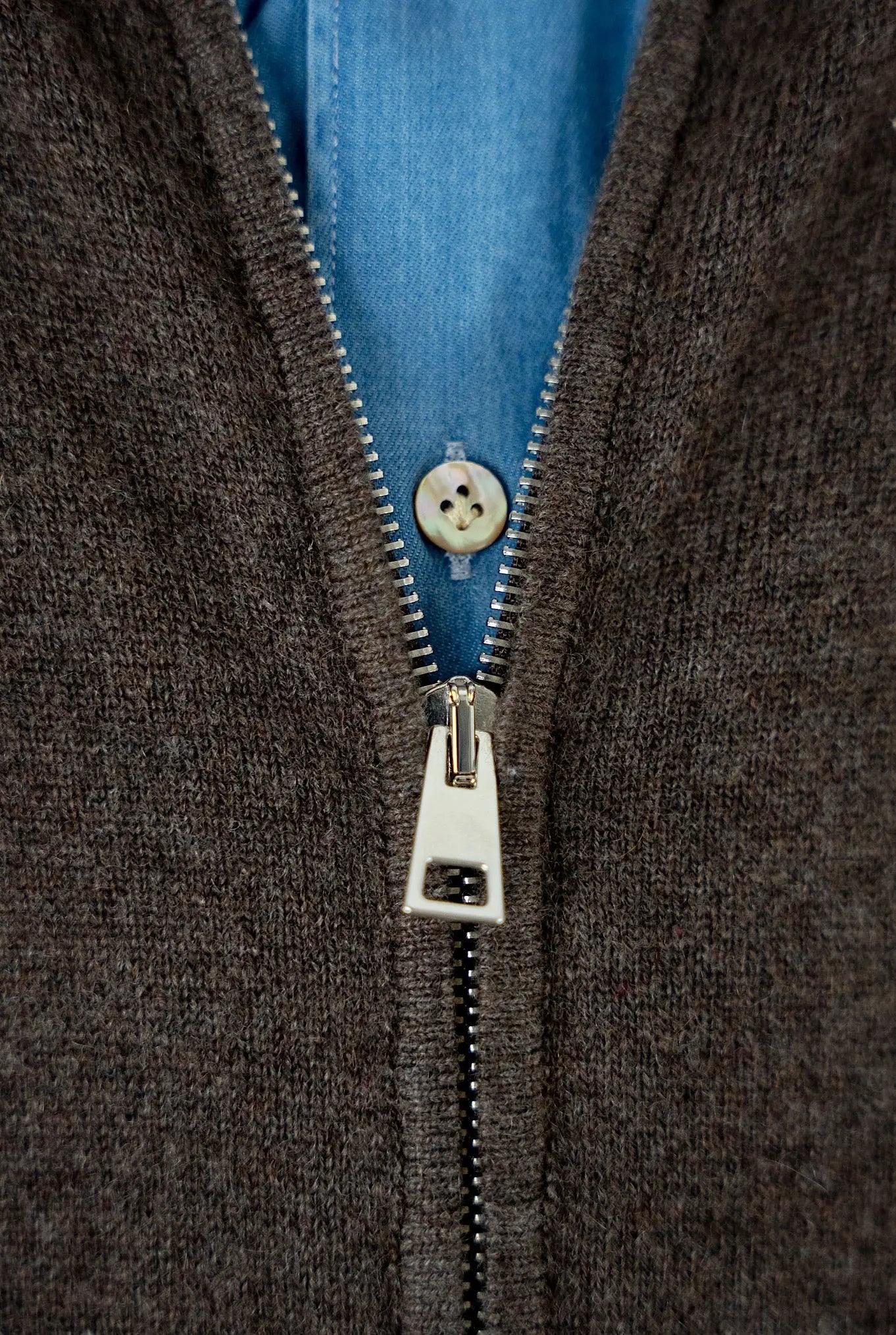 Pullover Full Zip Cashmere Marrone - Guarino Store