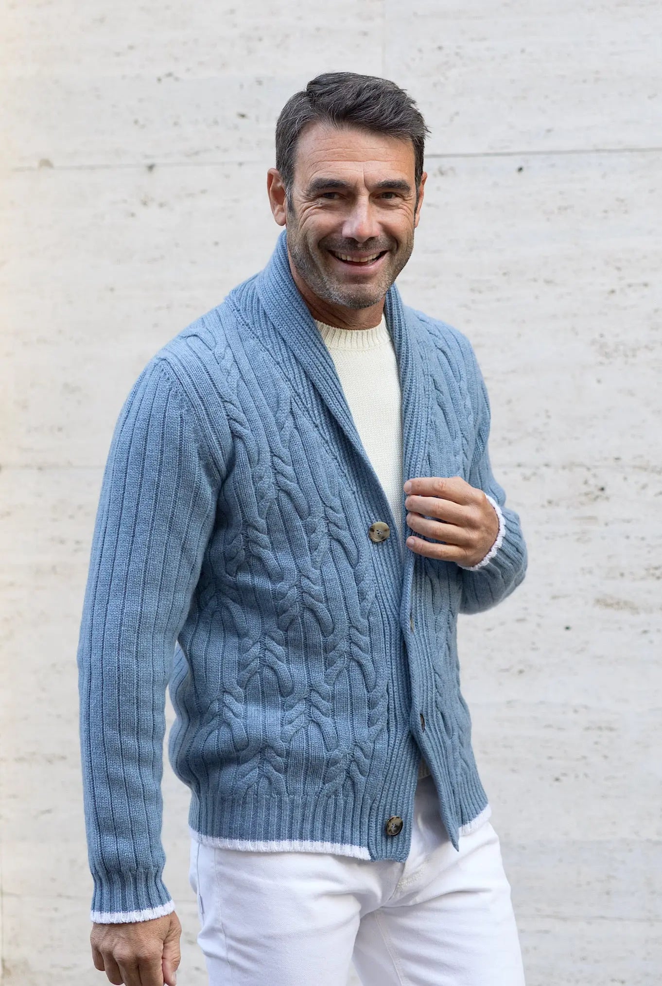 Cardigan Cashmere Azzurro - Guarino Store