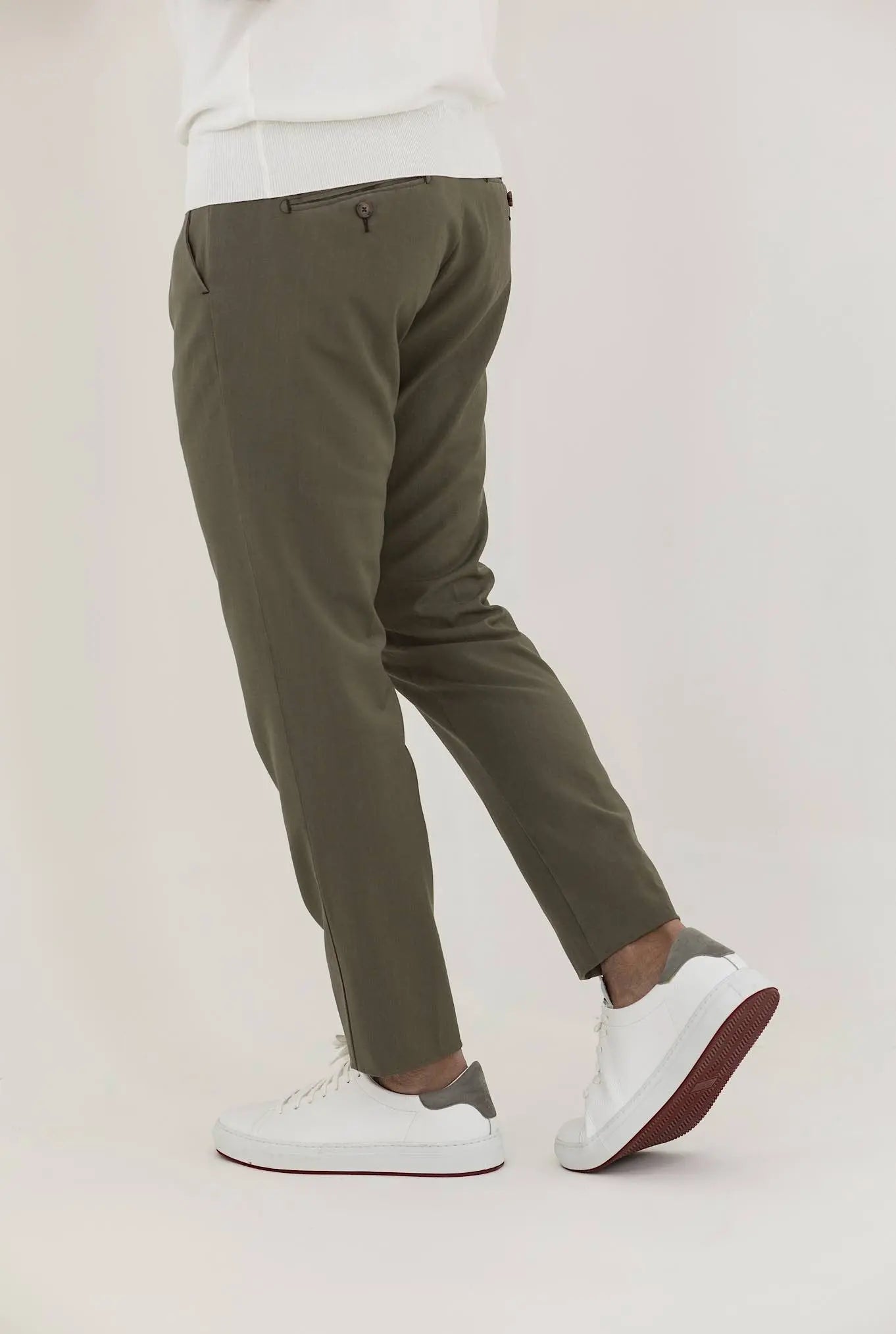 MYTHS Pantaloni Fresco Lana con Pinces Verde Salvia - Guarino Store